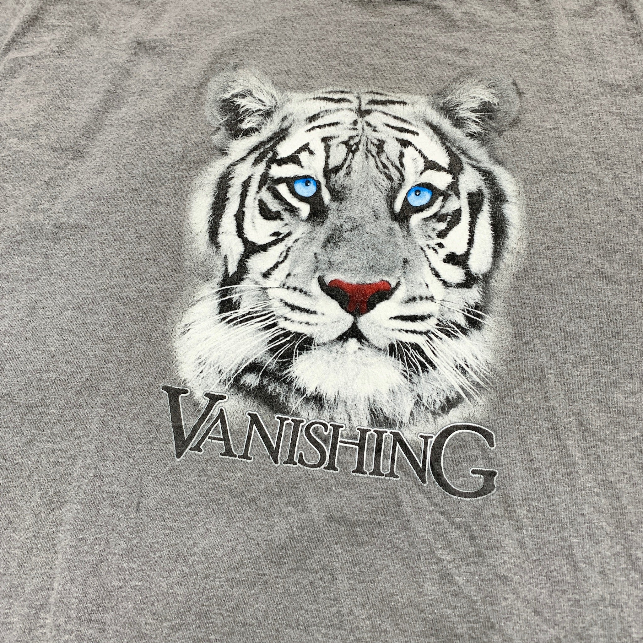 Vintage T Shirt Mens XXL Grey Single Stitch Graphic Print 90s Tiger Nature