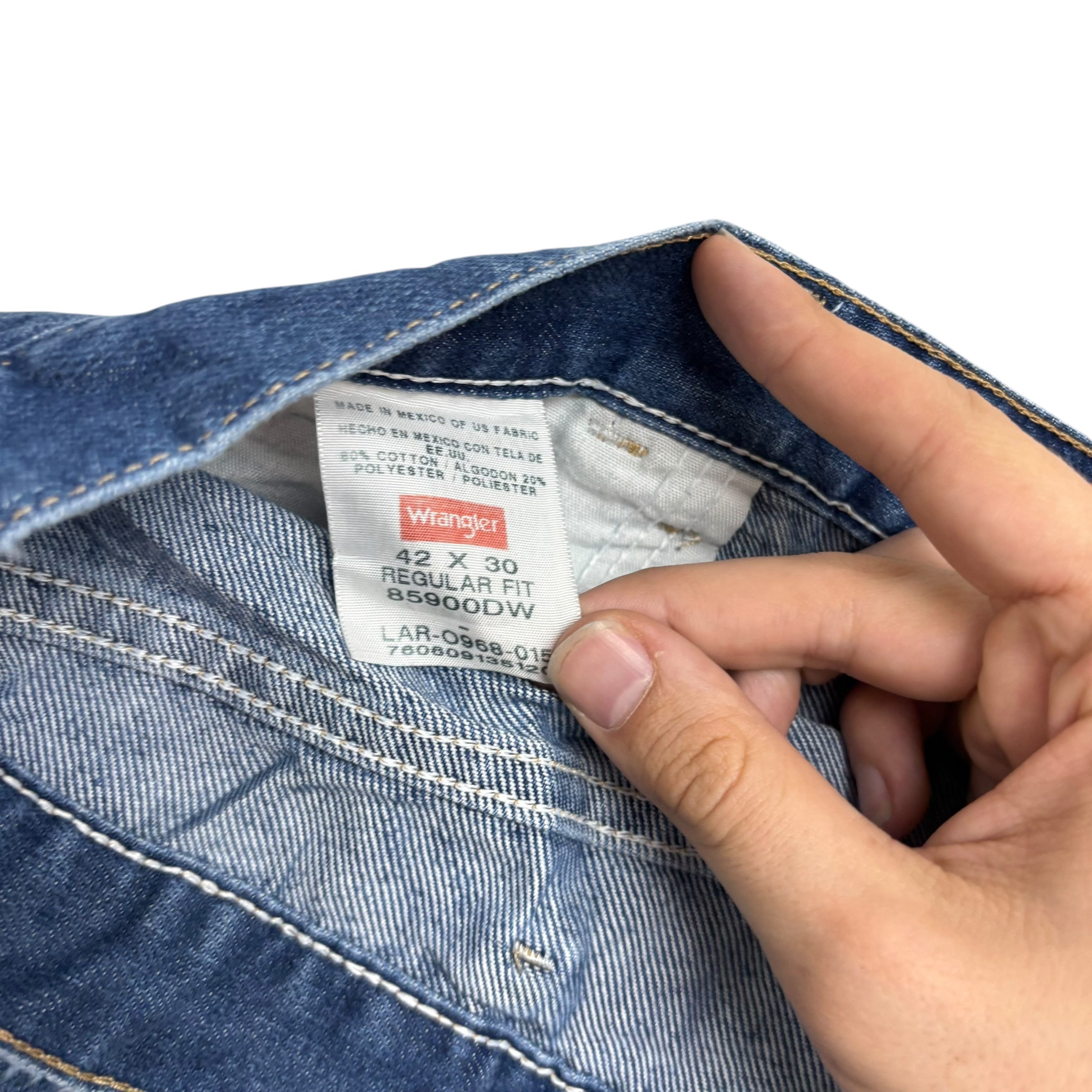 Wrangler Jeans W42 L30 Mens Mid Blue Regular Straight Fit Denim (E)