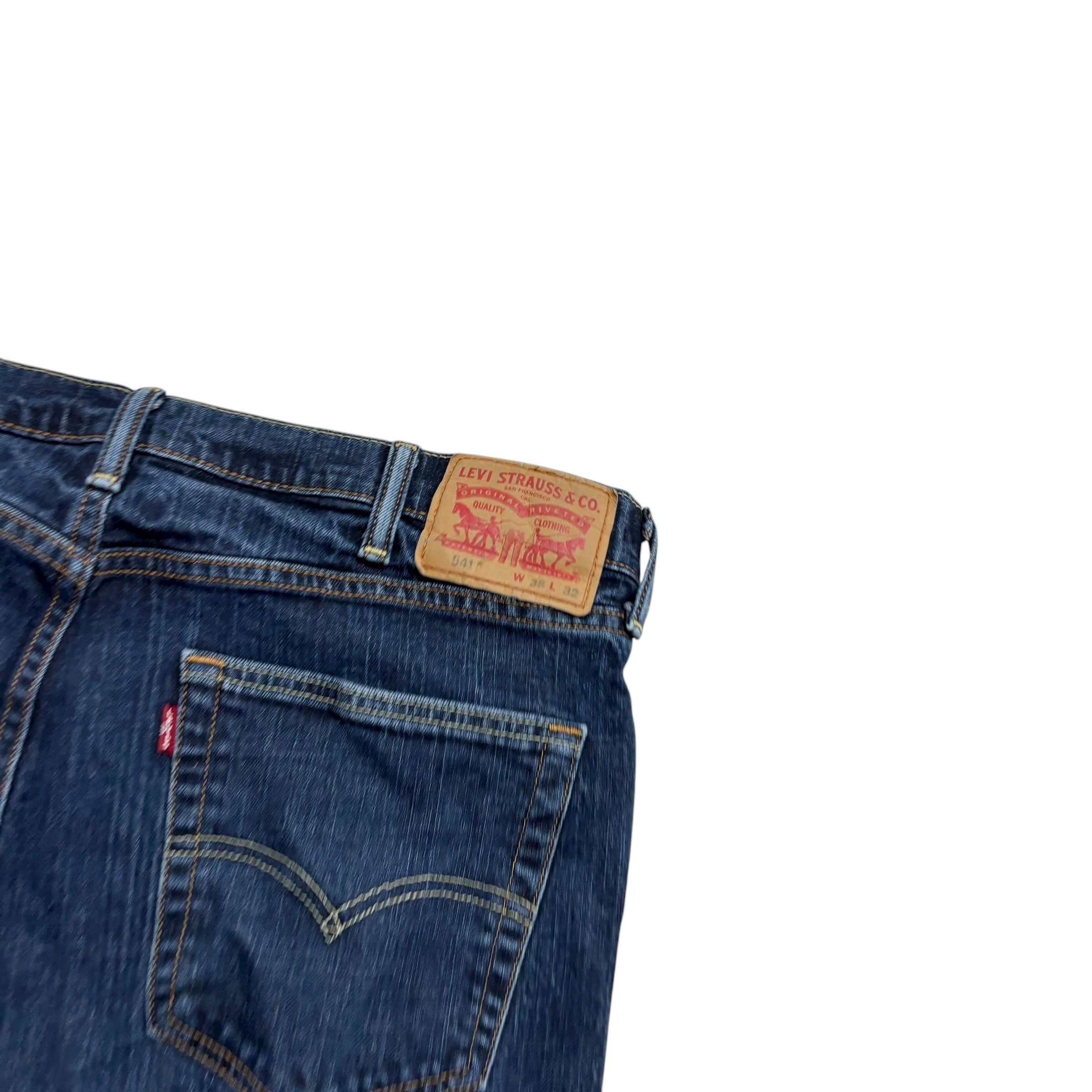 Levis 541 Jeans W36 L30 Mens Dark Blue Athletic Tapered Fit Stretch Denim