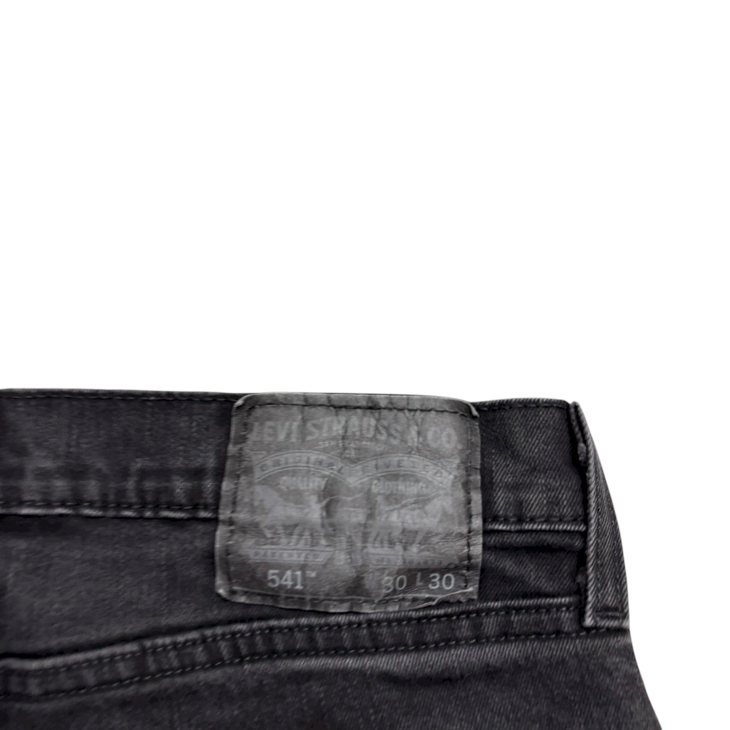 Levis 541 Jeans W30 L29 Mens Black Athletic Tapered Fit Stretch Denim (E)