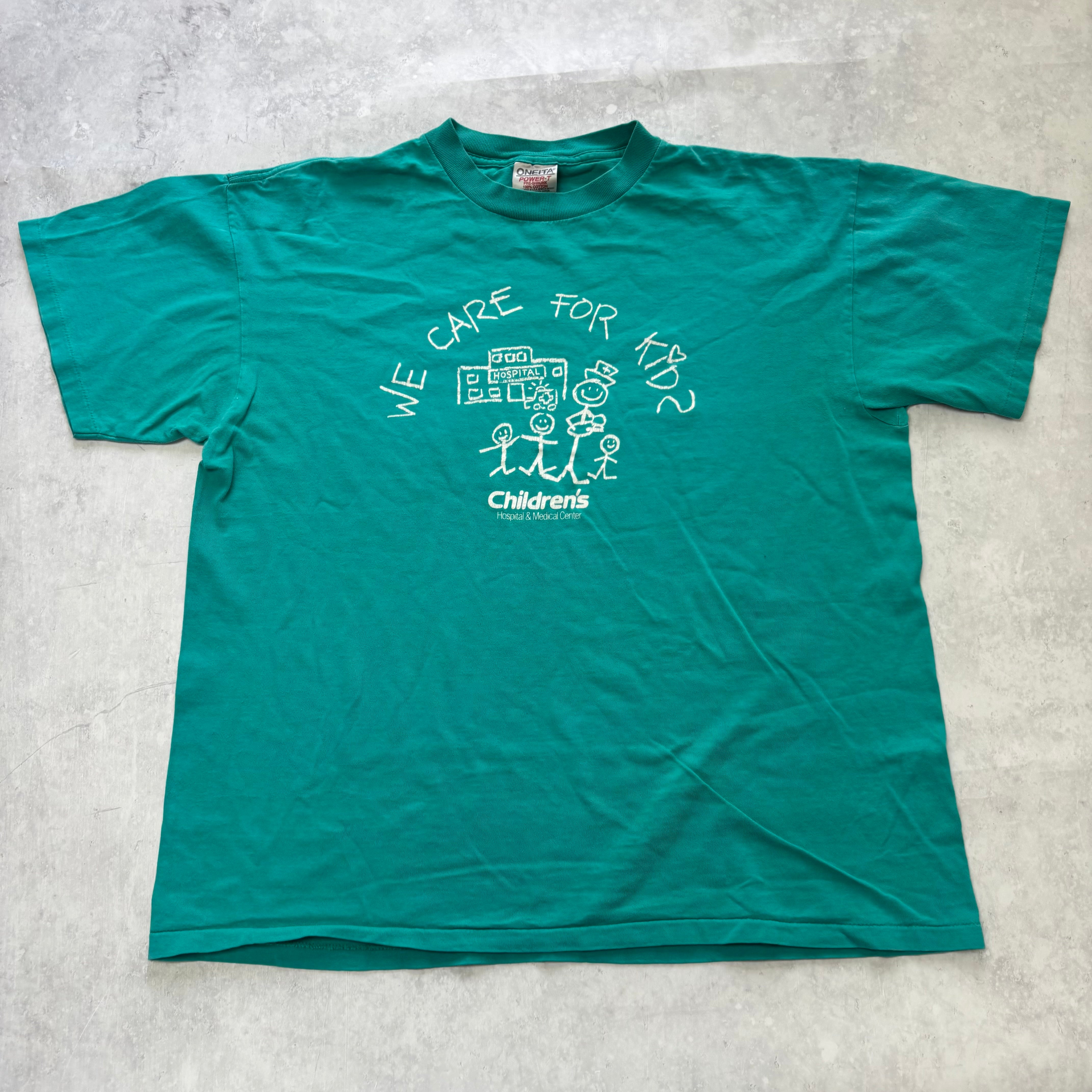 Vintage T Shirt Mens XL Teal Green Single Stitch Graphic Print 90s USA (E)
