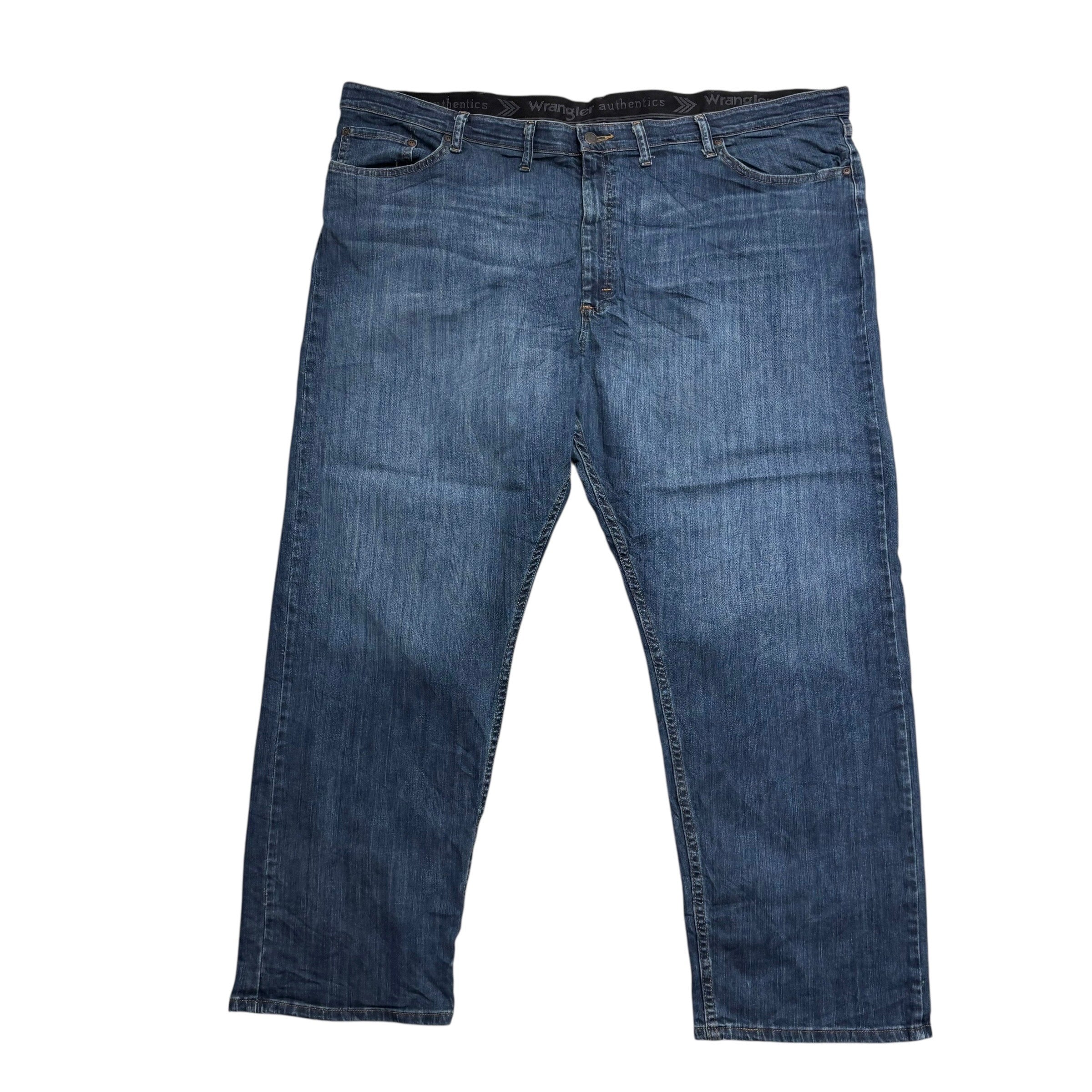 Wrangler Jeans W48 L30 Mens Dark Blue Relaxed Straight Fit Stretch Denim
