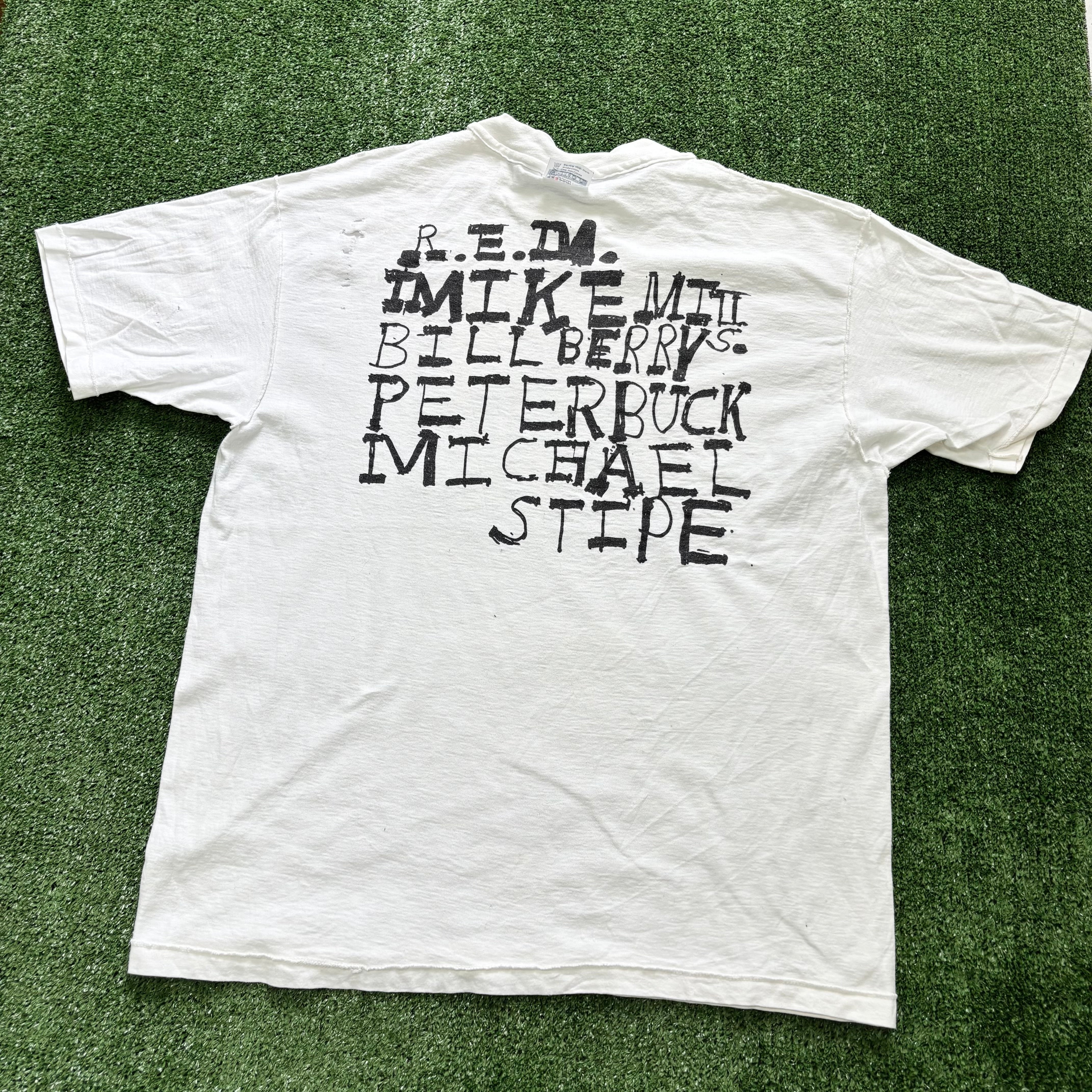 Vintage REM T Shirt Mens XL White Single Stitch Turn You Inside Out Music (F)