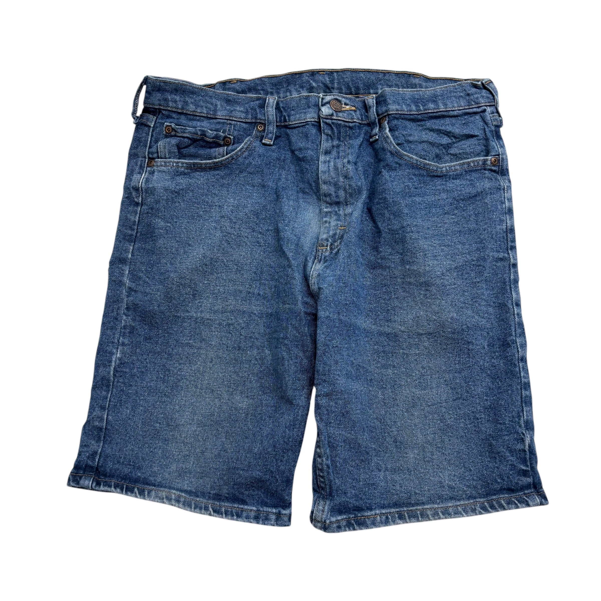 Wrangler Jorts W34 Mens Denim Shorts Mid Blue Regular Fit Stretch