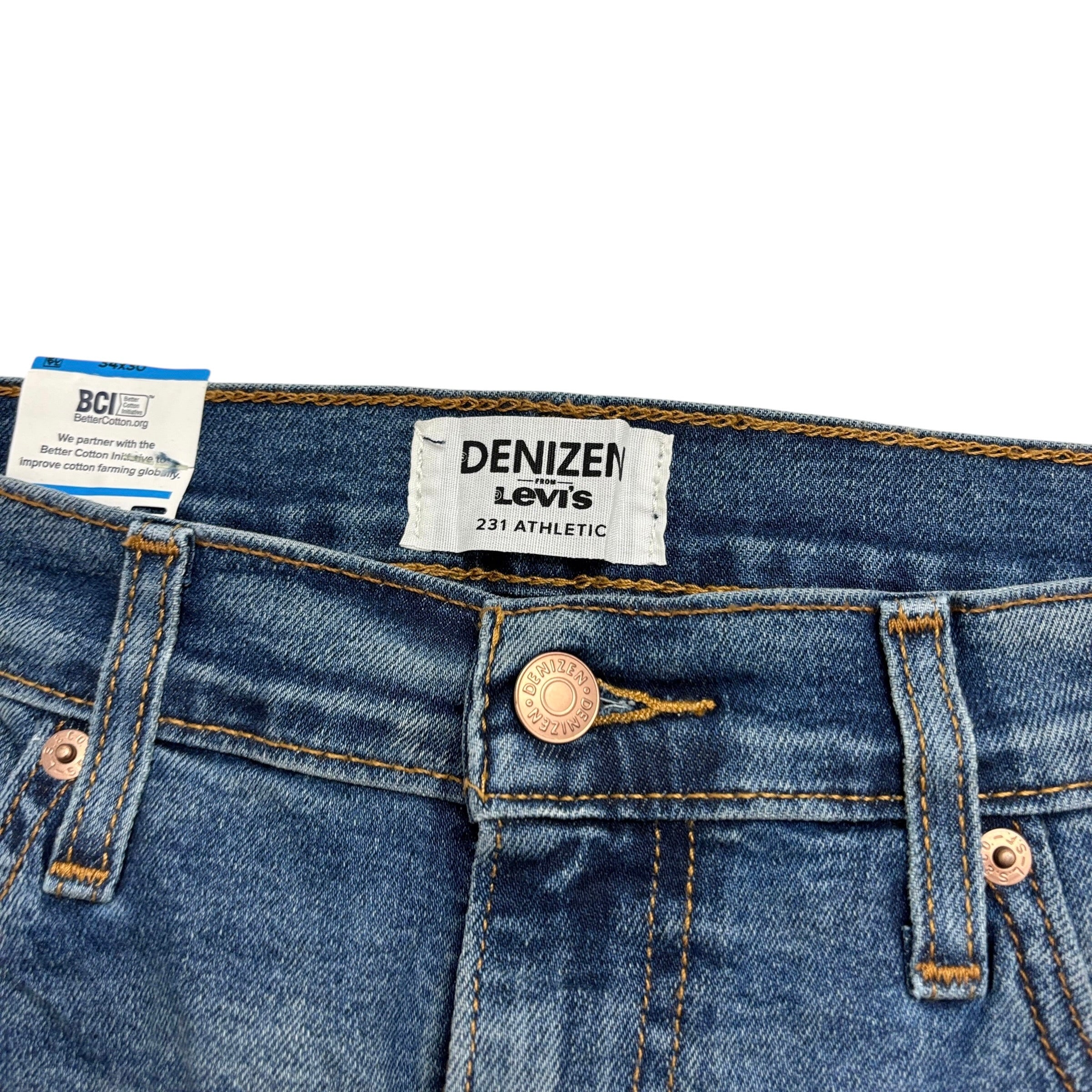 Levis Denizen Jeans W34 L30 Mens Mid Blue Athletic Fit Stretch Denim (E)