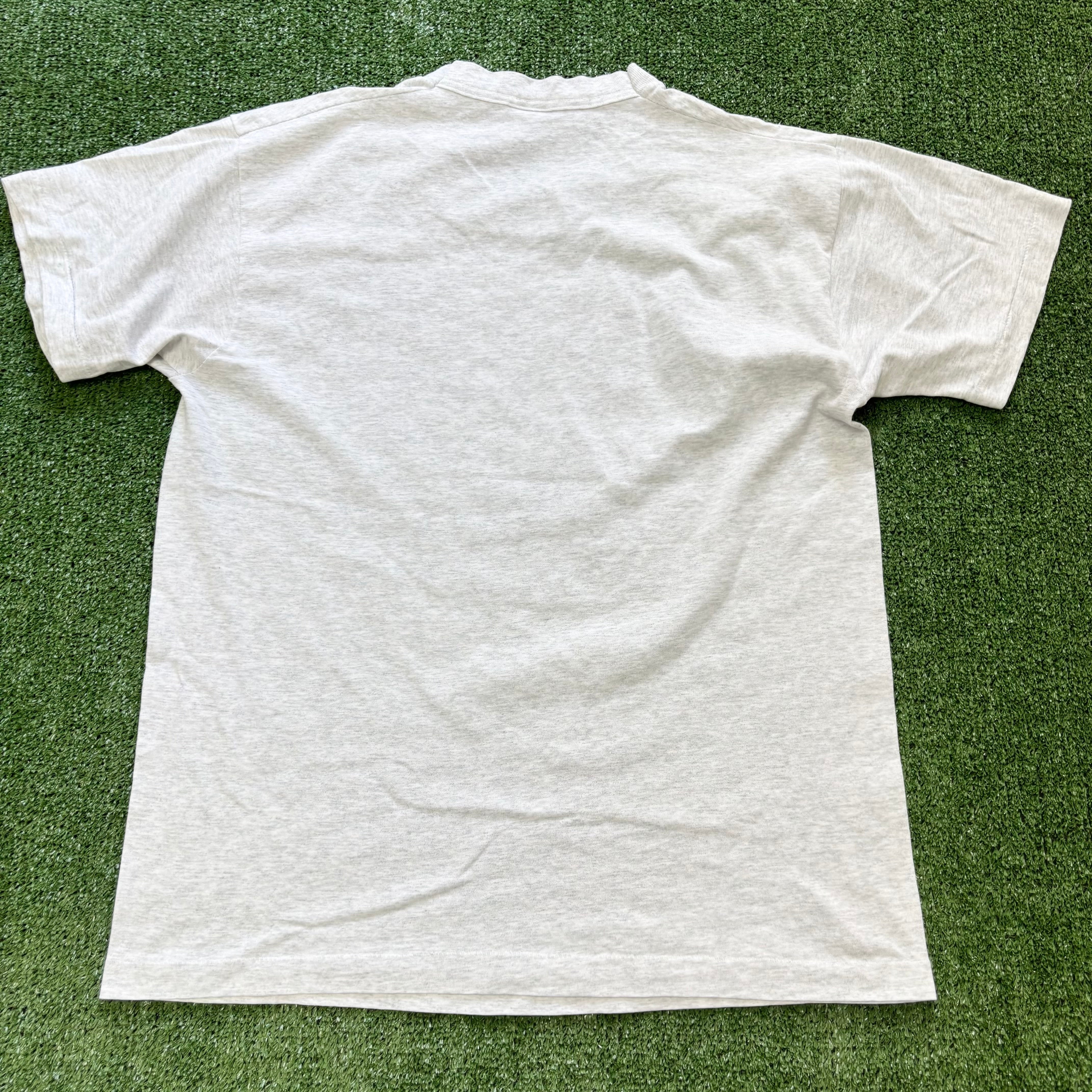 Vintage T Shirt Mens Medium Grey Single Stitch Graphic Print 90s USA (E)