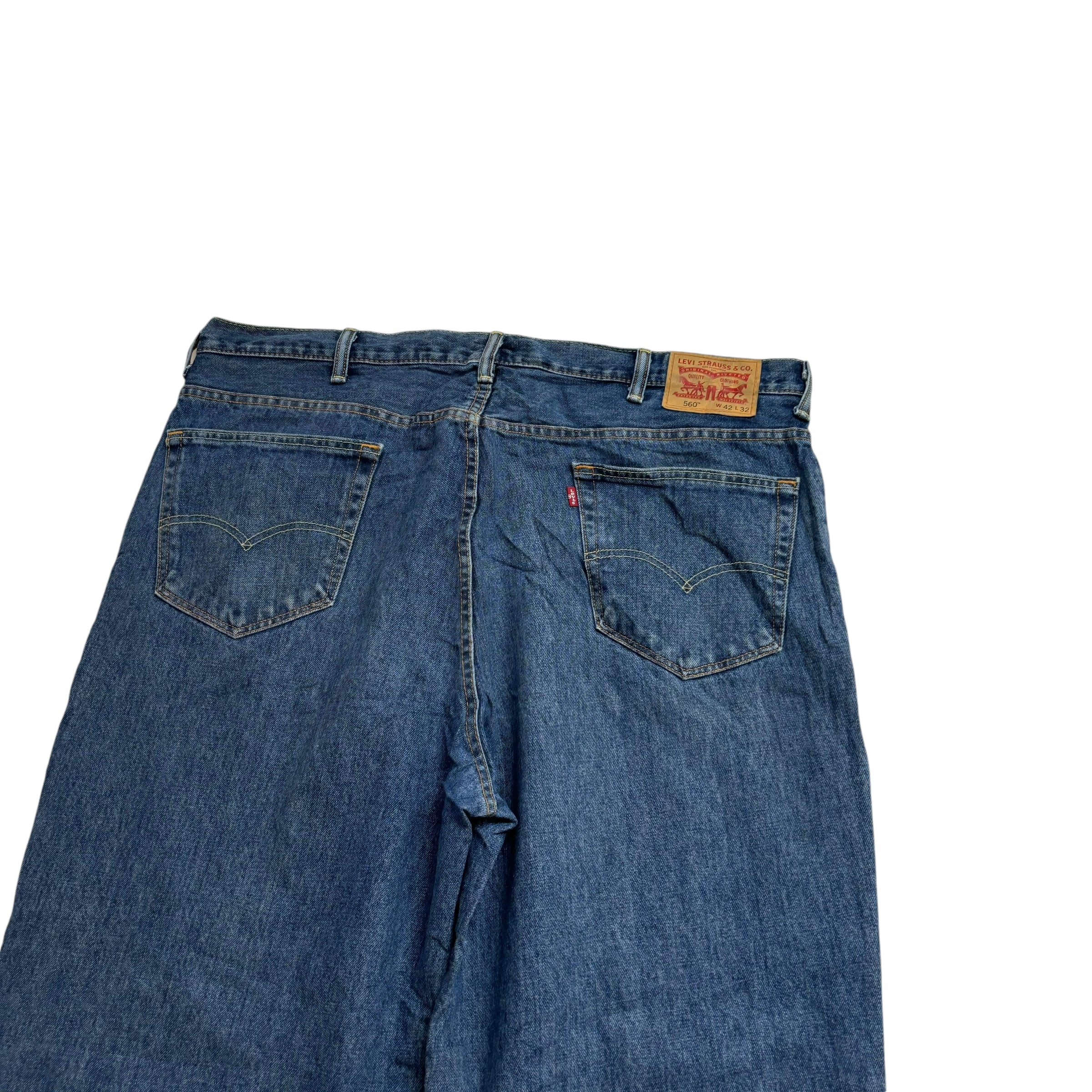 Levis 560 Jeans W42 L32 Mens Mid Blue Baggy Relaxed Comfort Fit Denim