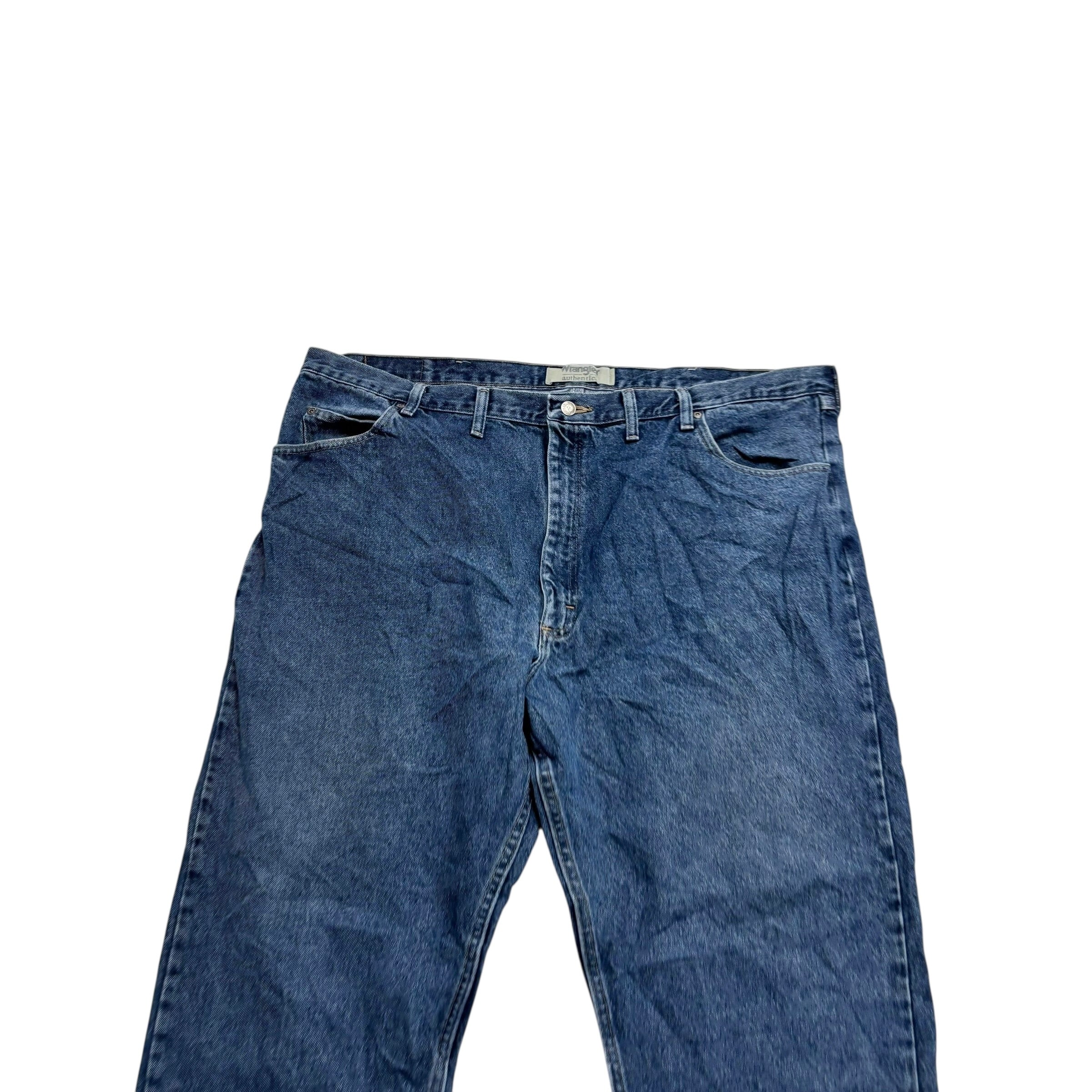 Wrangler Jeans W46 L30 Mens Mid Blue Relaxed Straight Fit Denim (E)