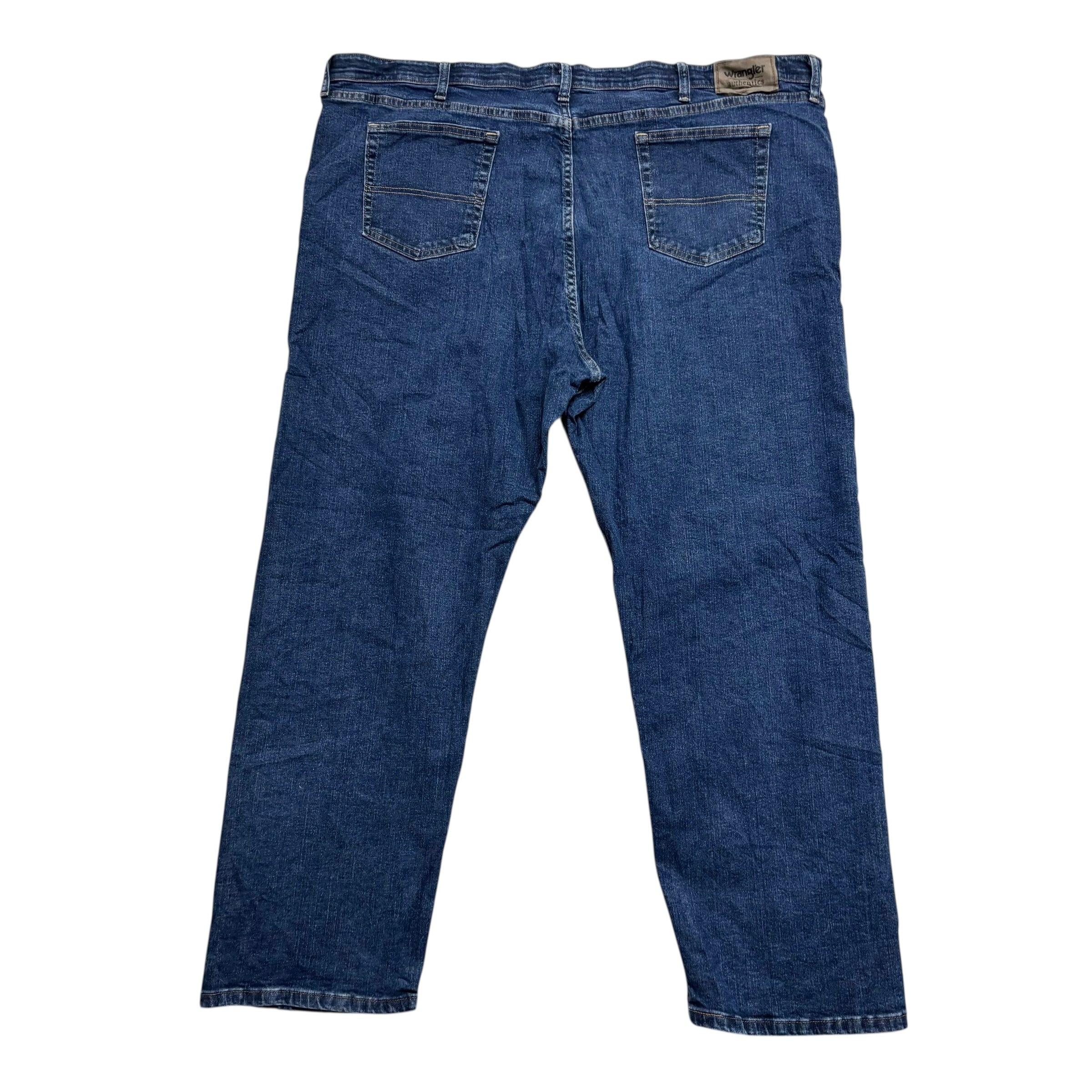 Wrangler Jeans W46 L30 Mens Mid Blue Regular Straight Fit Stretch Denim (E)