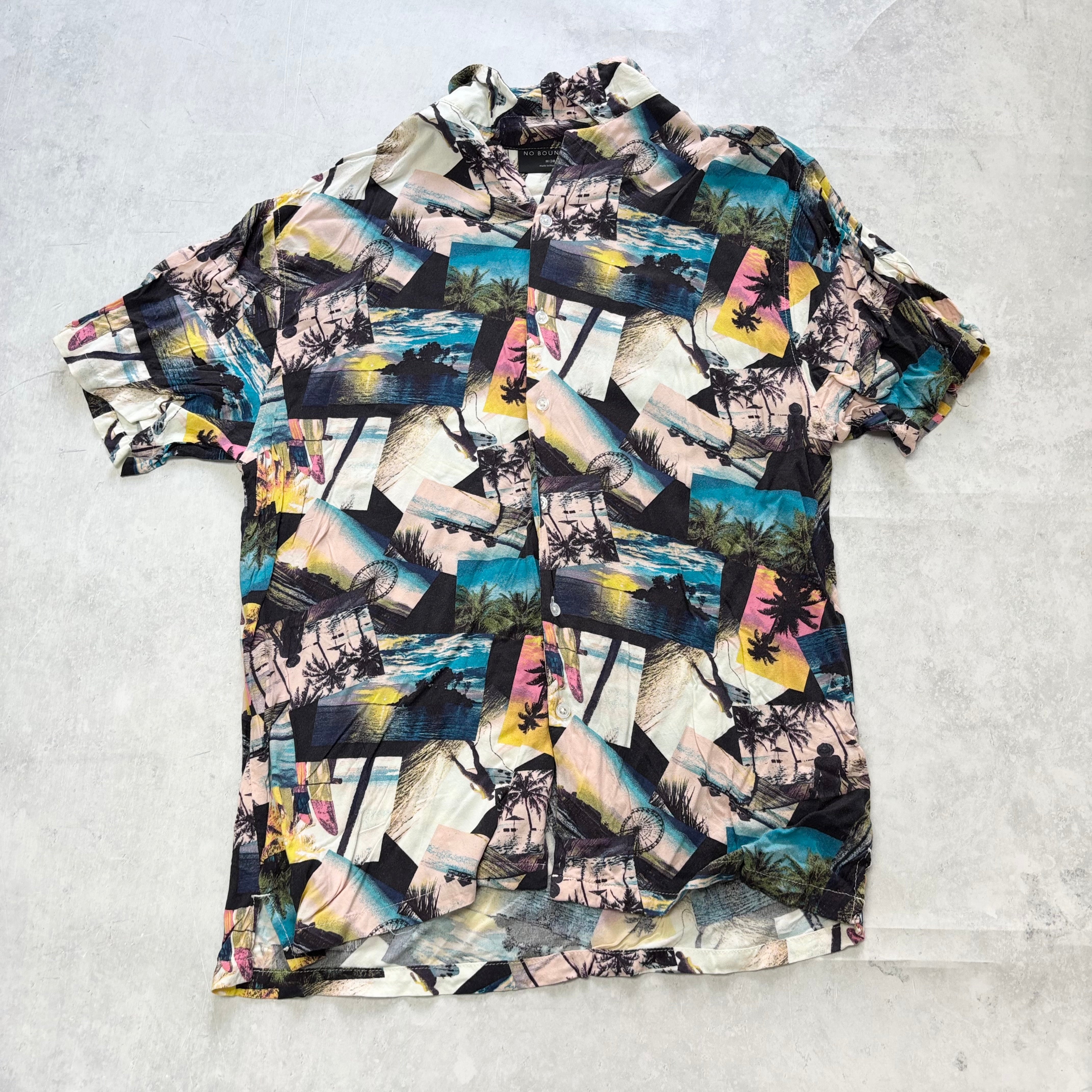 Hawaiian Shirt Mens Medium Multi Floral Aloha Short Sleeve Rayon (E)