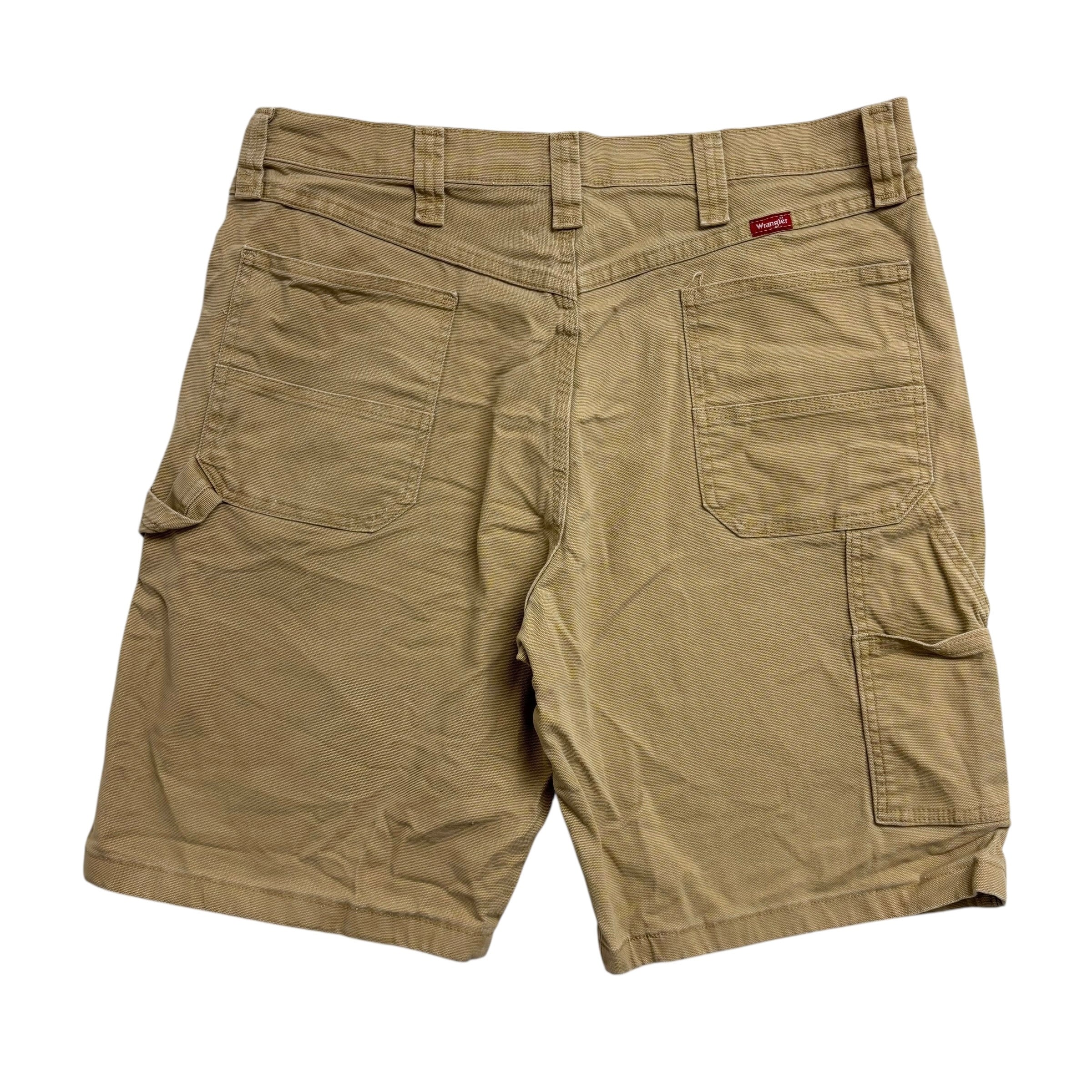 Wrangler Baggy Jorts W36 Mens Tan Canvas Shorts Relaxed Carpenter Stretch (E)