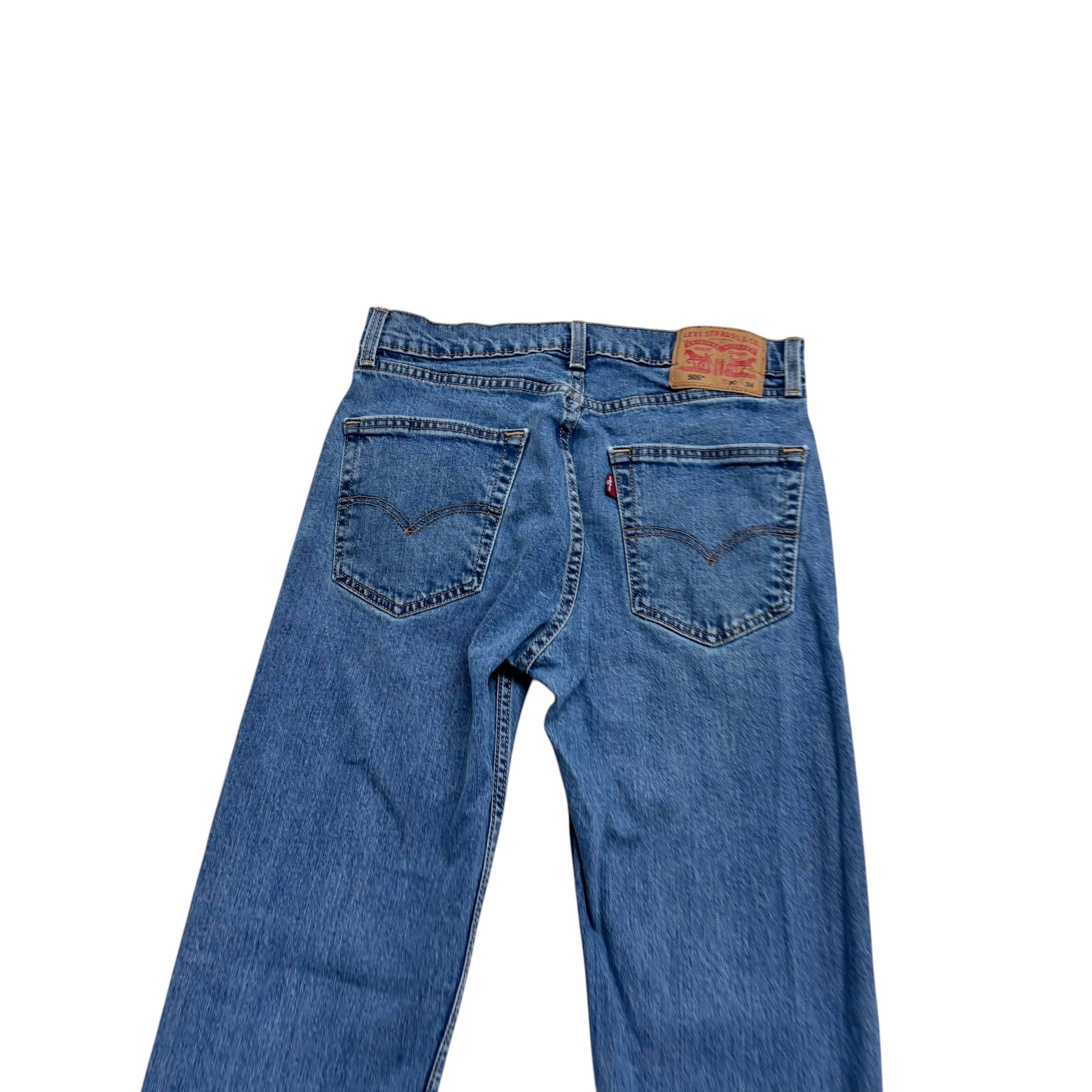 Levis 505 Jeans W30 L33 Mens Mid Blue Slim Straight Fit Stretch Denim (E)