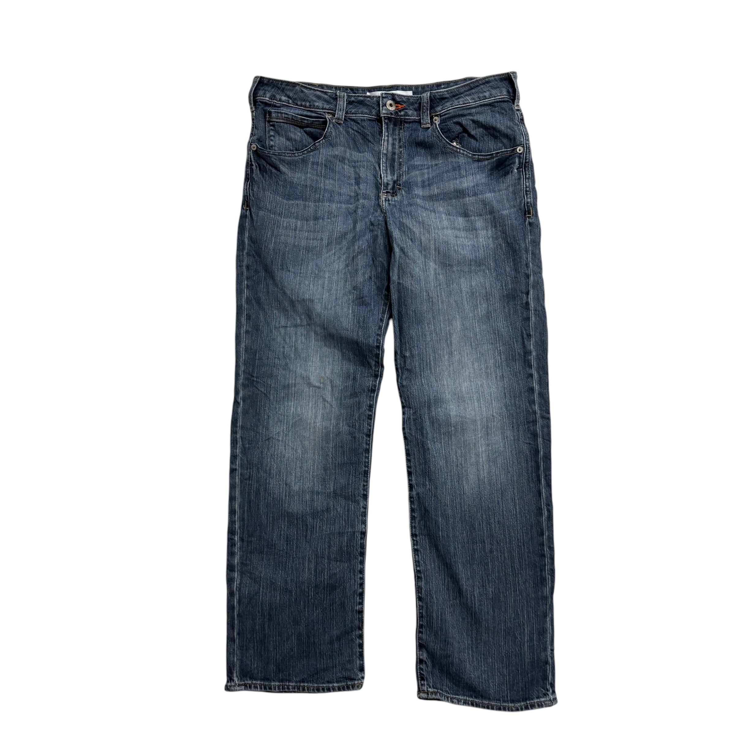 Lee Jeans W34 L30 Mens Regular Straight Fit Mid Blue Stretch Denim