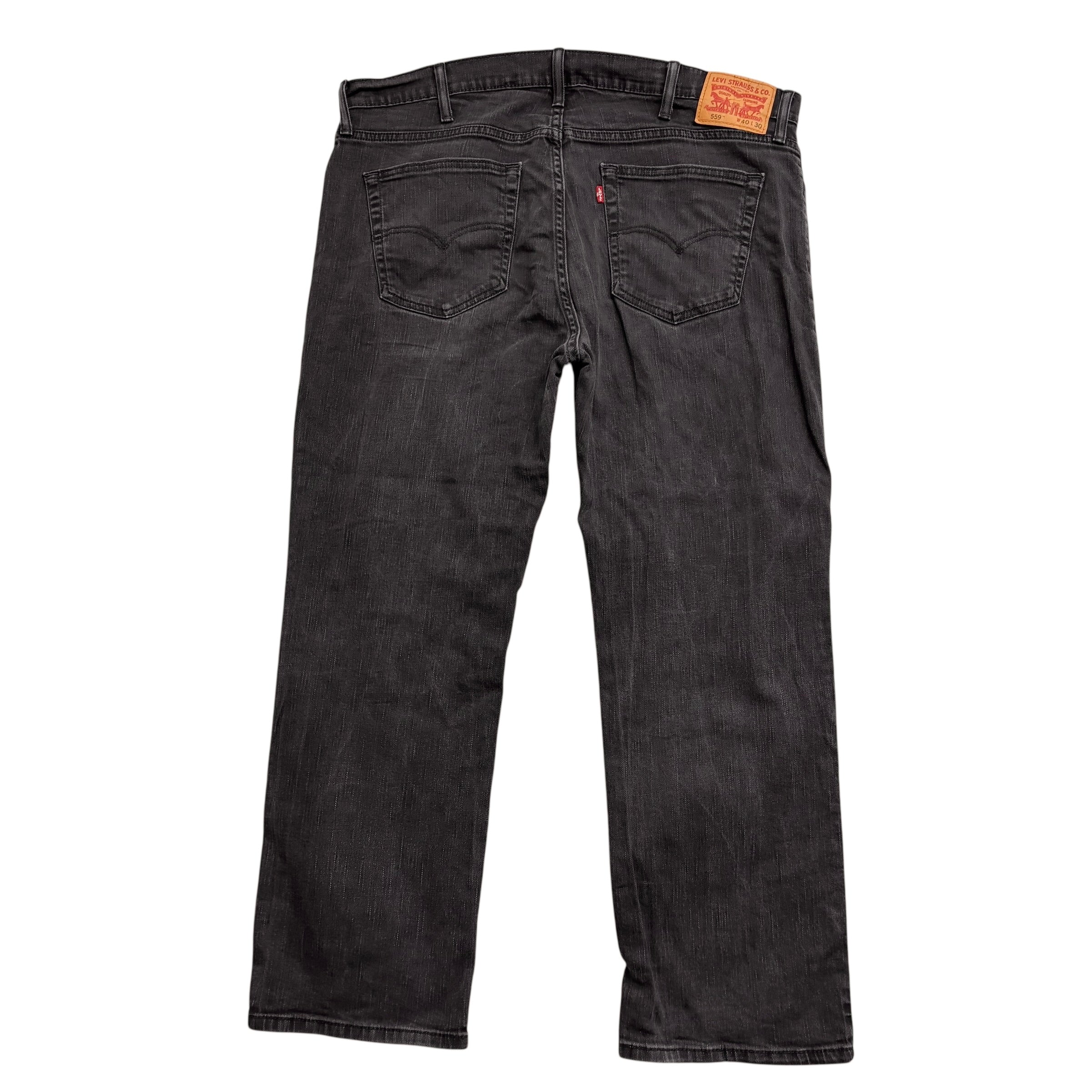 Levis 559 Jeans W40 L29 Mens Black Relaxed Straight Fit Stretch Denim (F)