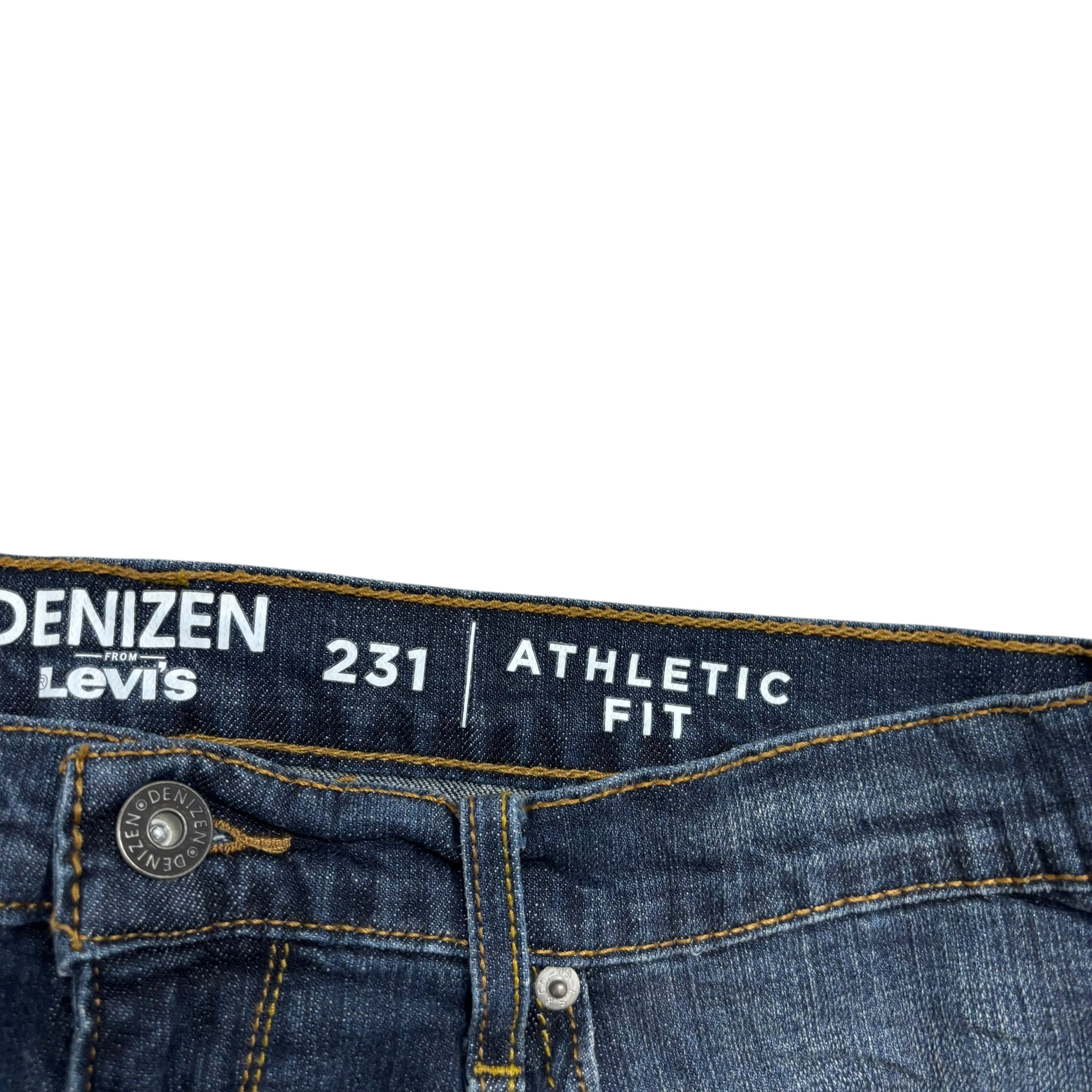 Levis Denizen Jeans W36 L32 Mens Dark Blue Athletic Tapered Stretch Denim (E)