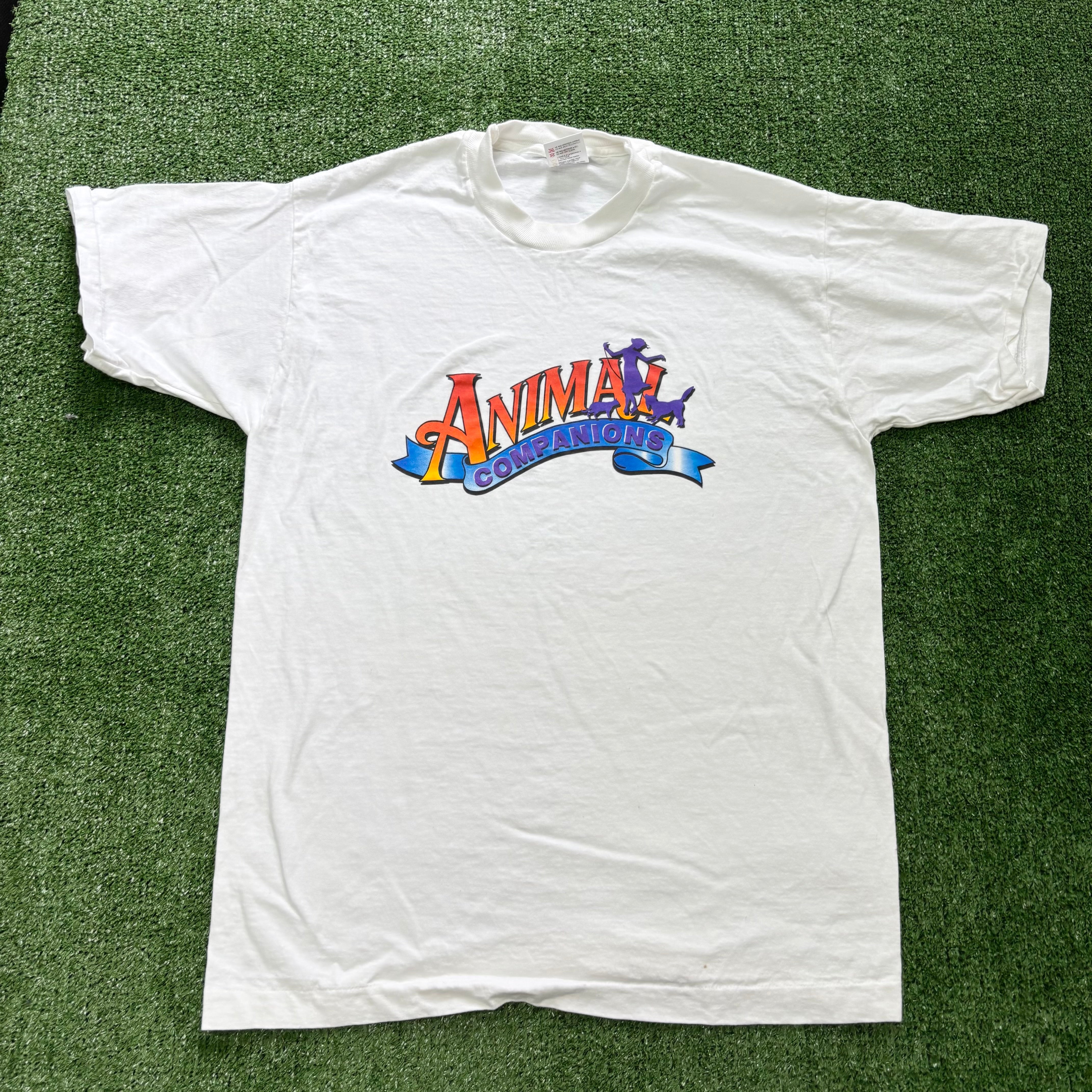 Vintage T Shirt Mens Large White Single Stitch Graphic Print 90s USA