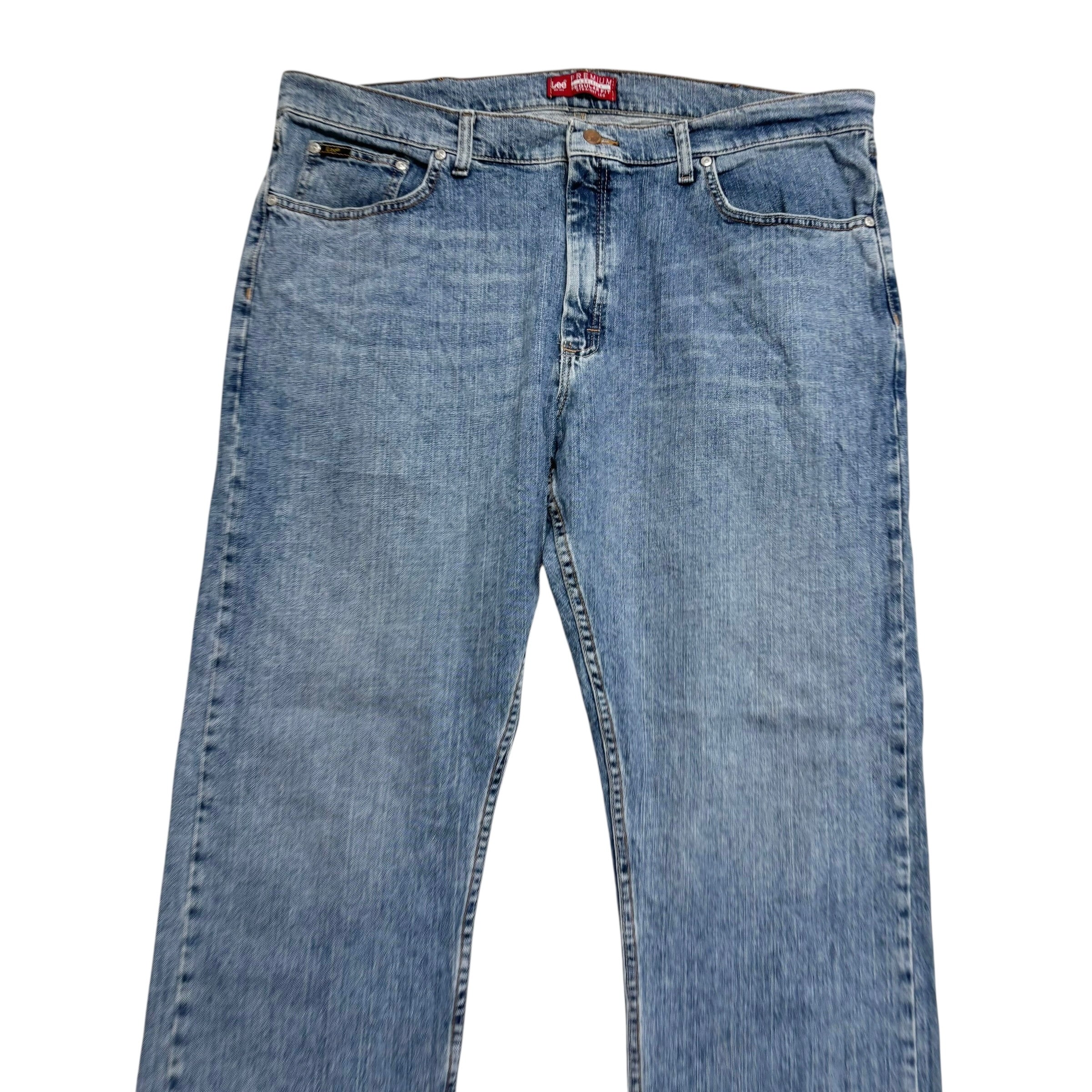 Lee Jeans W42 L30 Mens Regular Straight Fit Mid Blue Stretch Denim (E)