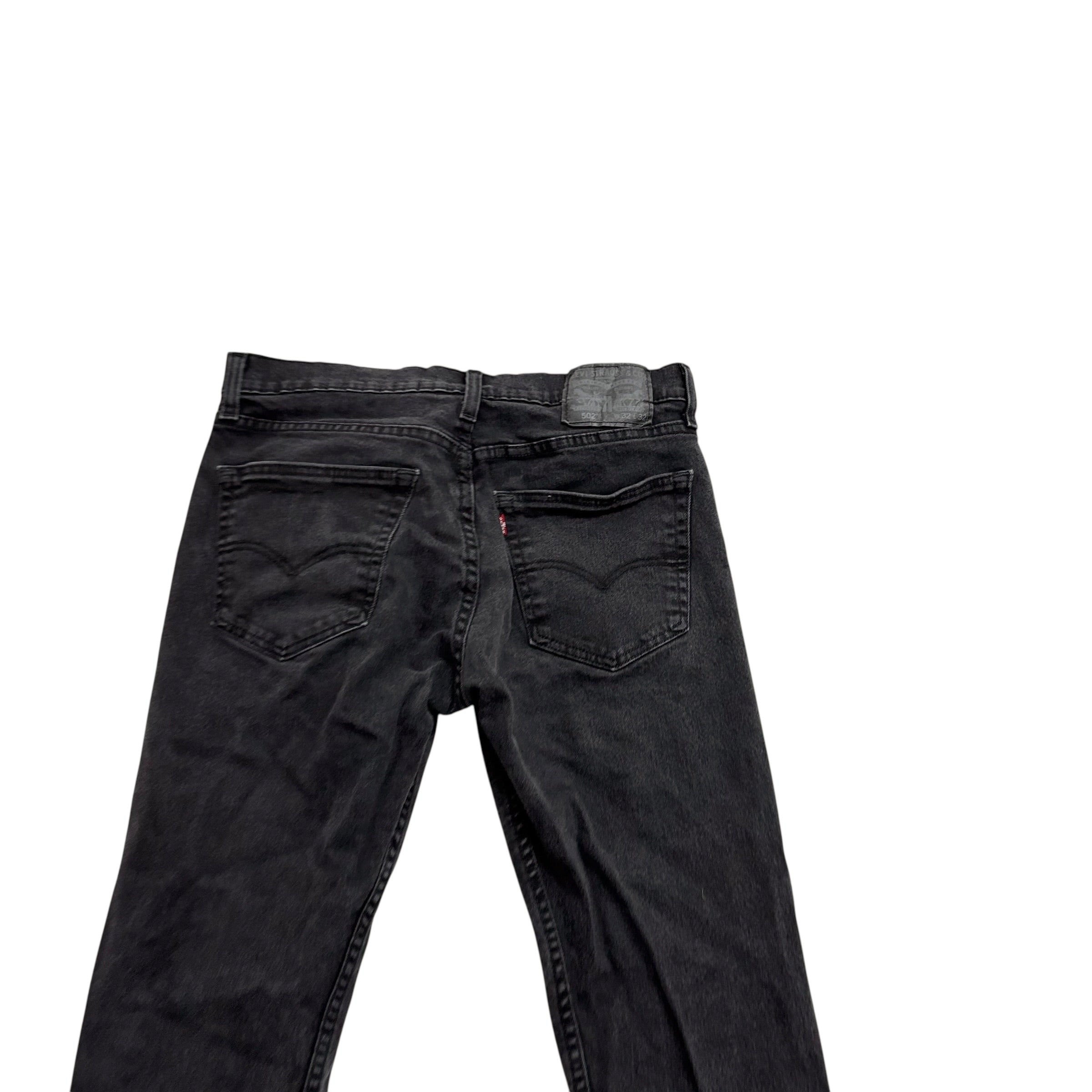 Levis 502 Jeans W32 L29 Mens Black Regular Tapered Fit Stretch Denim