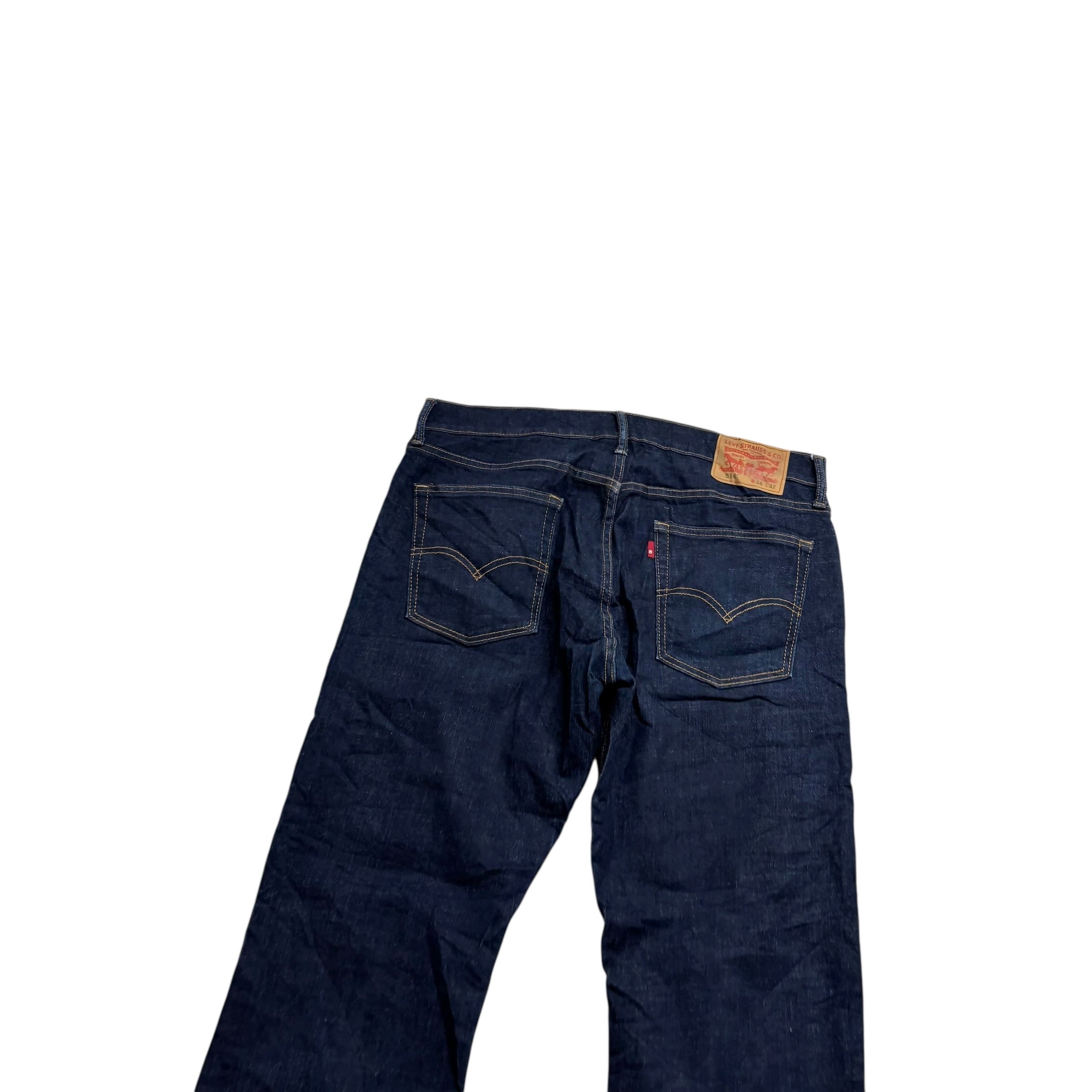 Levis 514 Jeans W36 L32 Mens Dark Blue Regular Straight Fit Stretch Denim (E)