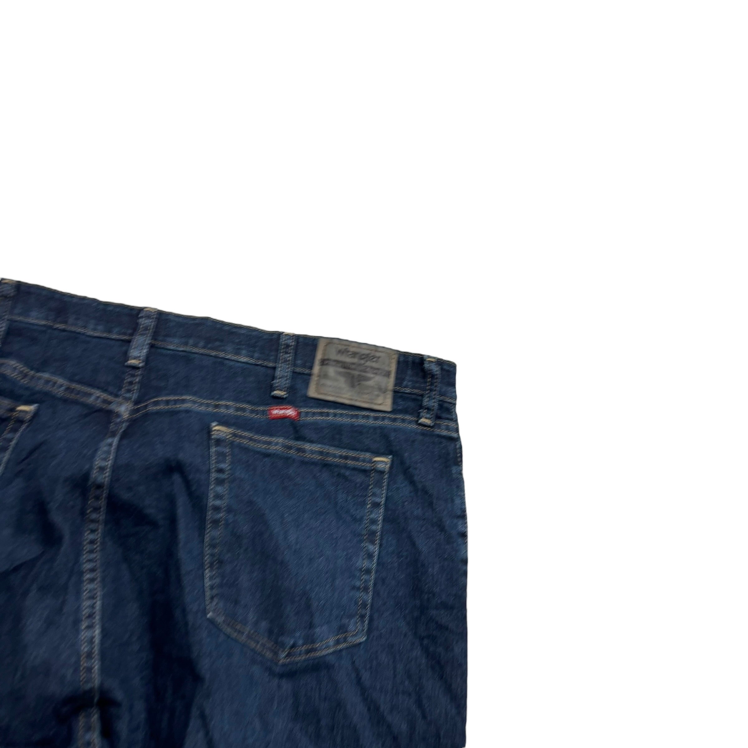 Wrangler Jeans W42 L32 Mens Dark Blue Regular Straight Fit Stretch Denim (E)