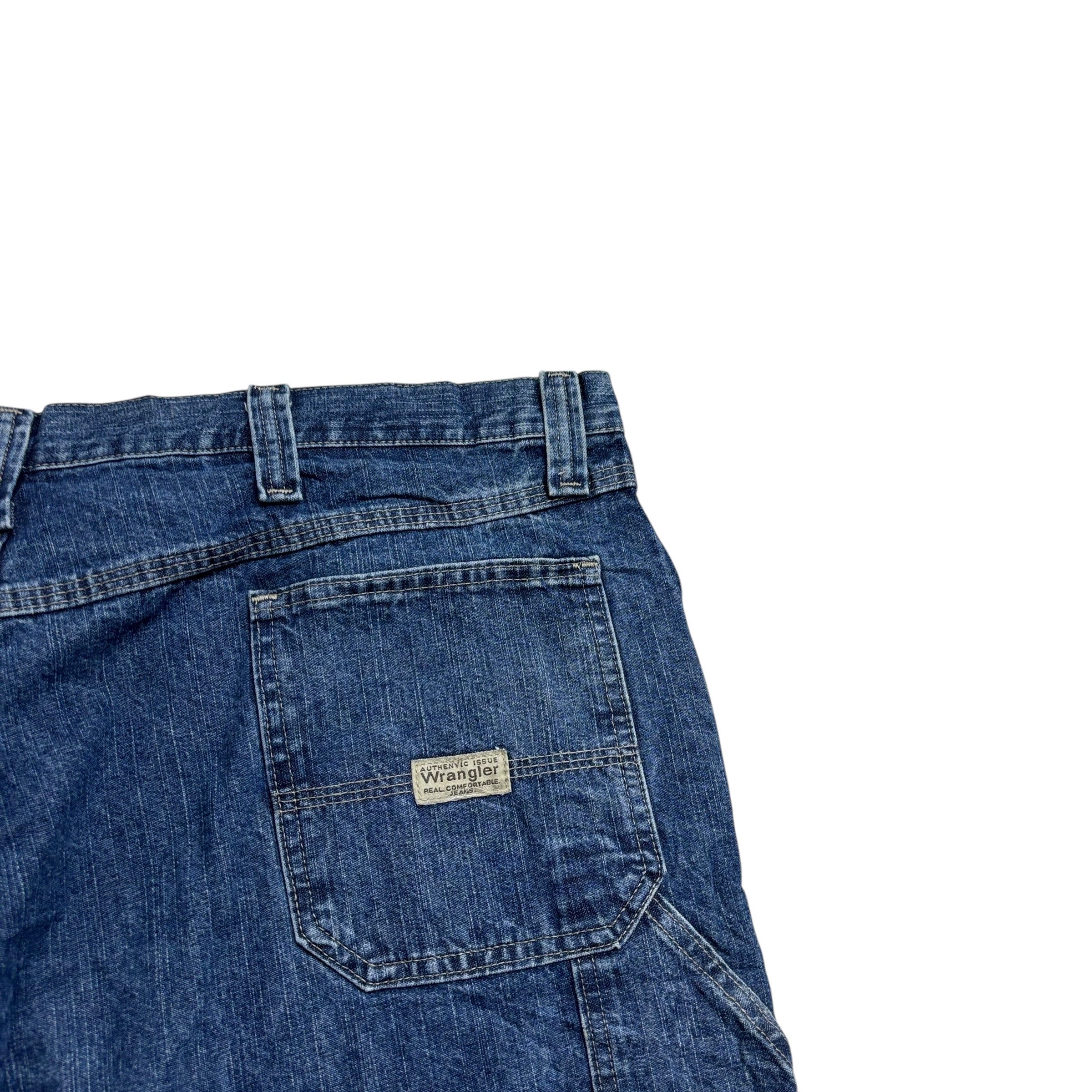 Wrangler Baggy Jorts W44 Mens Mid Blue Carpenter Denim Shorts Relaxed Fit (E)