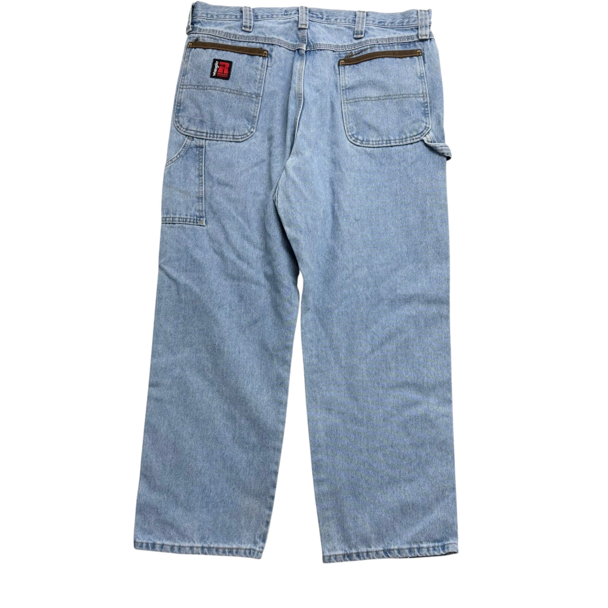 Wrangler Carpenter Jeans W38 L30 Mens Light Blue Baggy Relaxed Straight Fit (F)