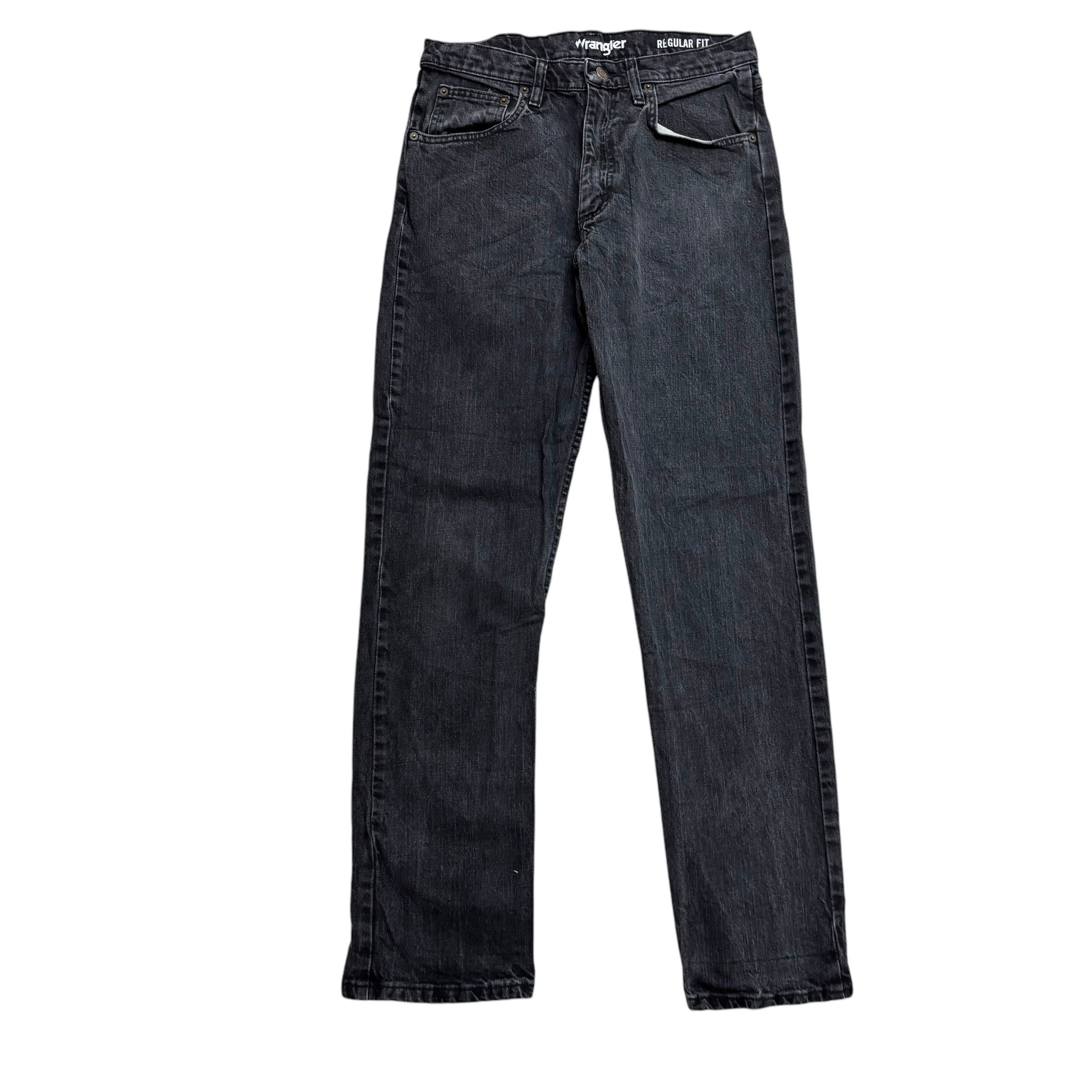 Wrangler Jeans W30 L32 Mens Black Regular Straight Fit Stretch Denim (E)