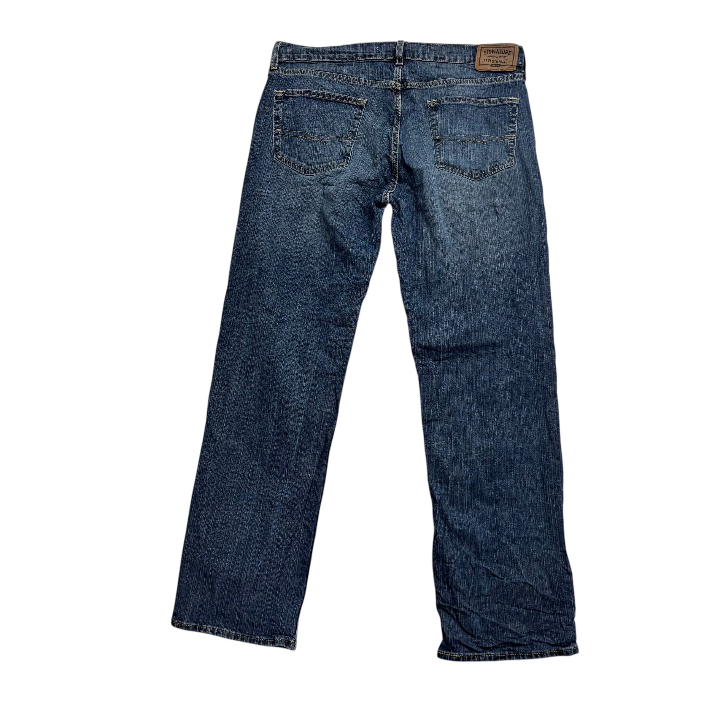 Levis Signature Jeans W36 L32 Mens Dark Blue Relaxed Straight Stretch Denim (E)