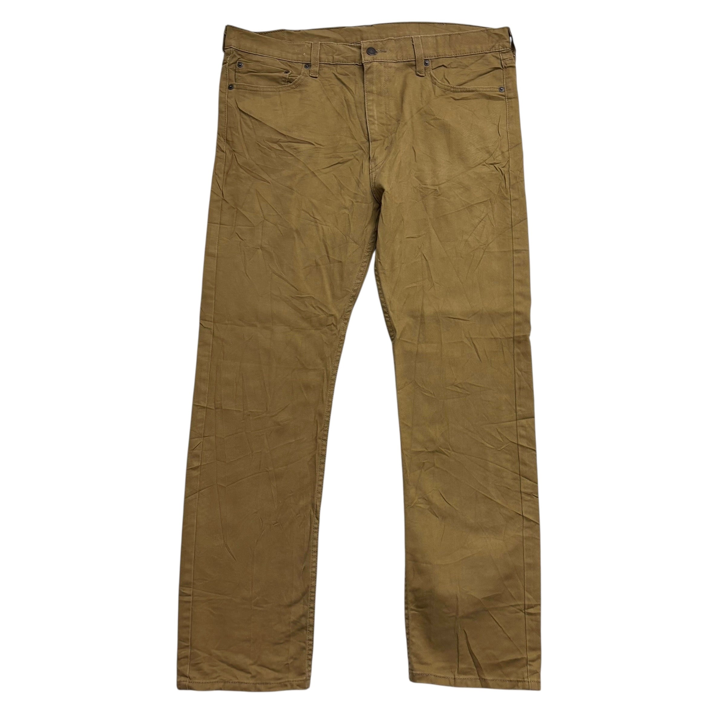 Levis 513 Jeans W38 L32 Mens Tan Slim Straight Fit Stretch Denim (E)