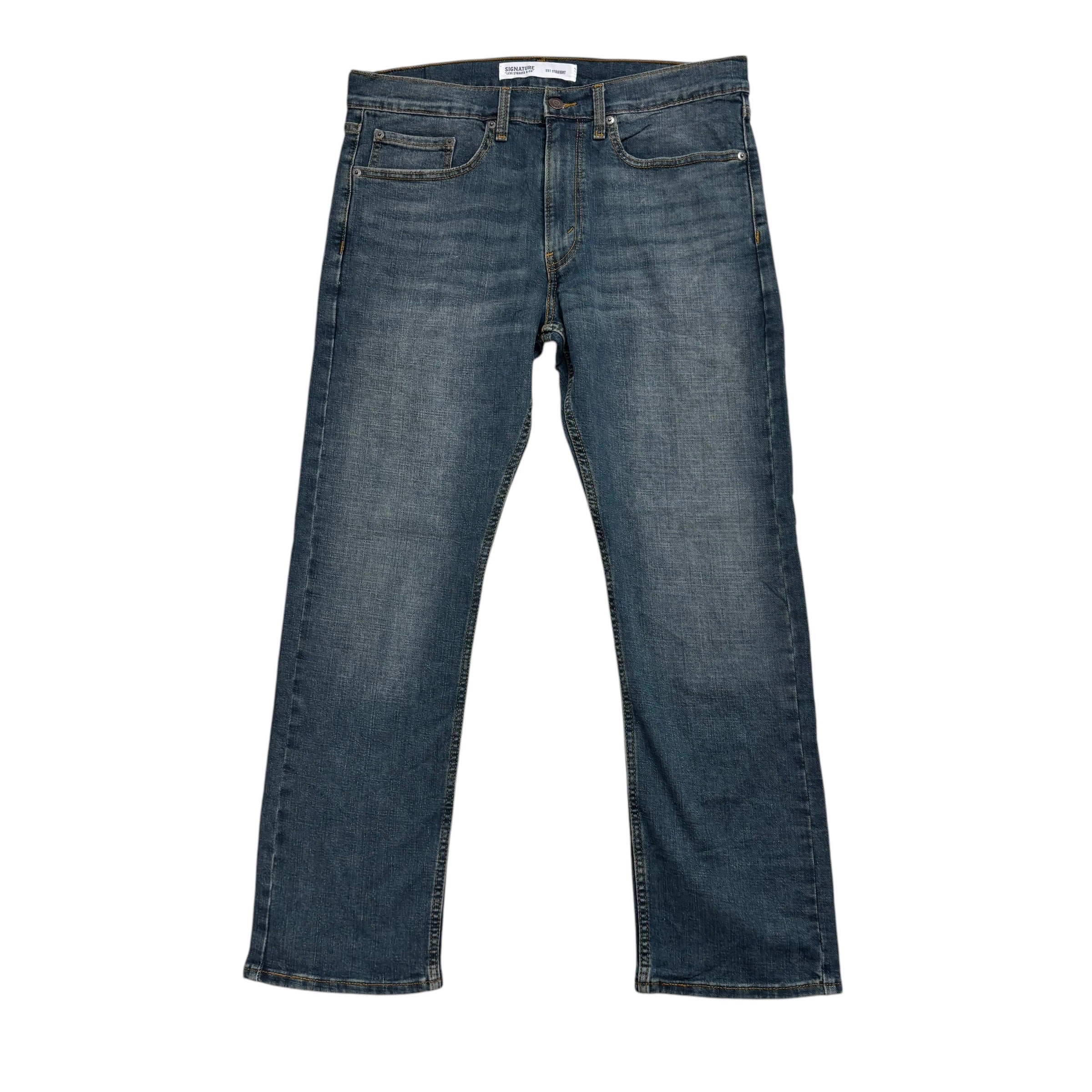 Levis Signature Jeans W34 L30 Mens Dark Blue Regular Straight Stretch Denim (E)