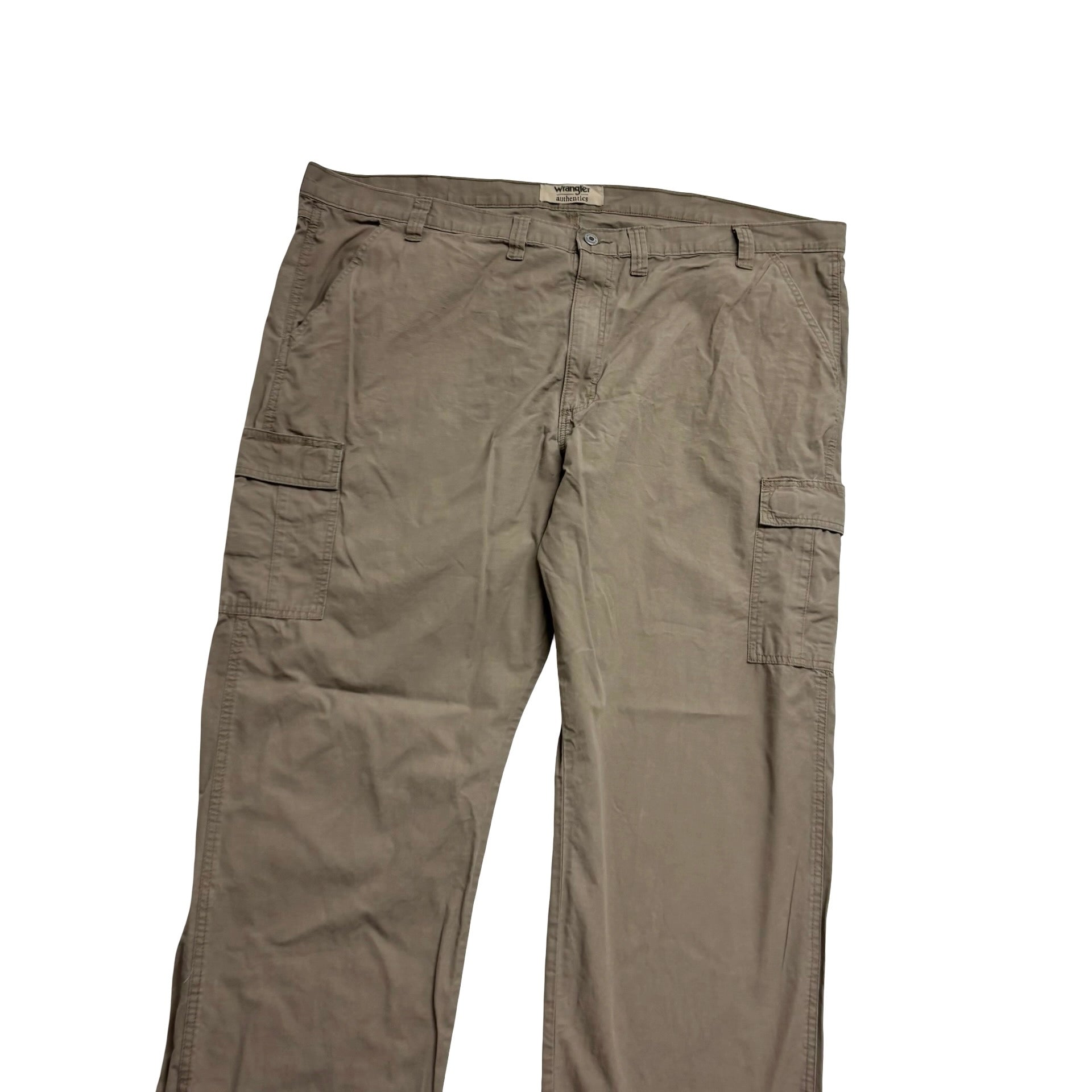 Wrangler Cargo Trousers W50 L32 Mens Brown Relaxed Straight Fit Pants (E)