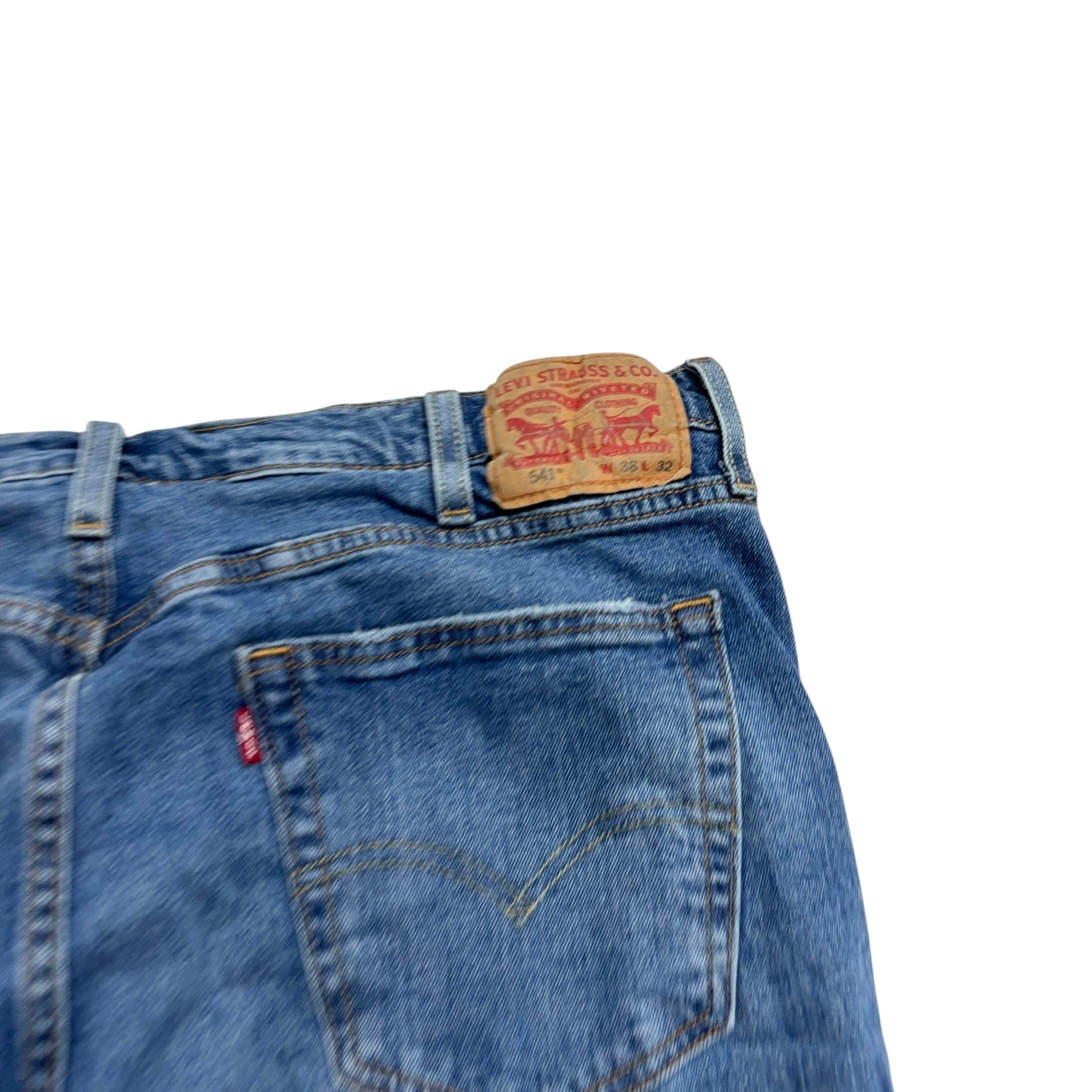 Levis 541 Jeans W38 L32 Mens Mid Blue Athletic Tapered Fit Stretch Denim