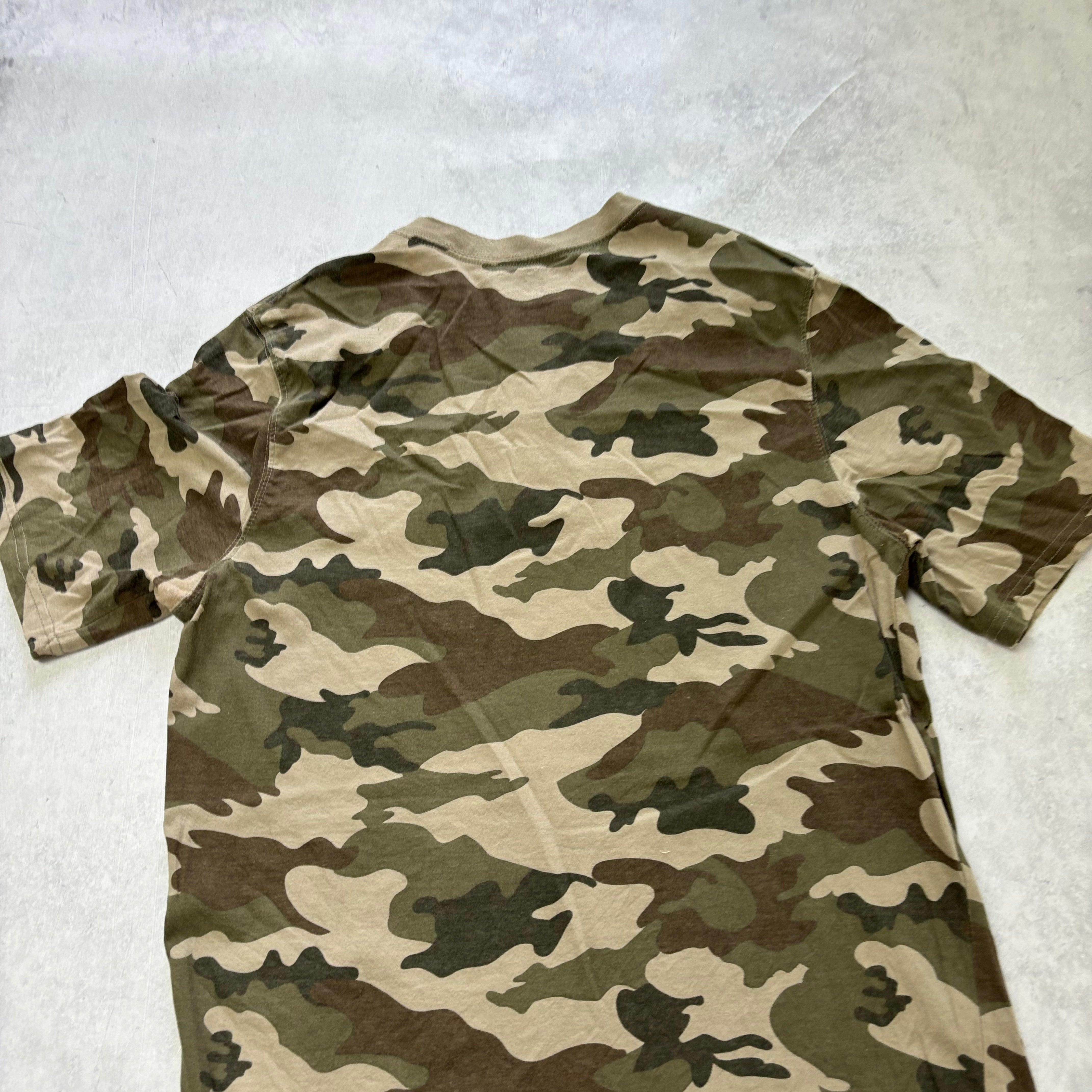 Camo T Shirt Mens Large Army Desert Hunting Woodland Camouflage (E)