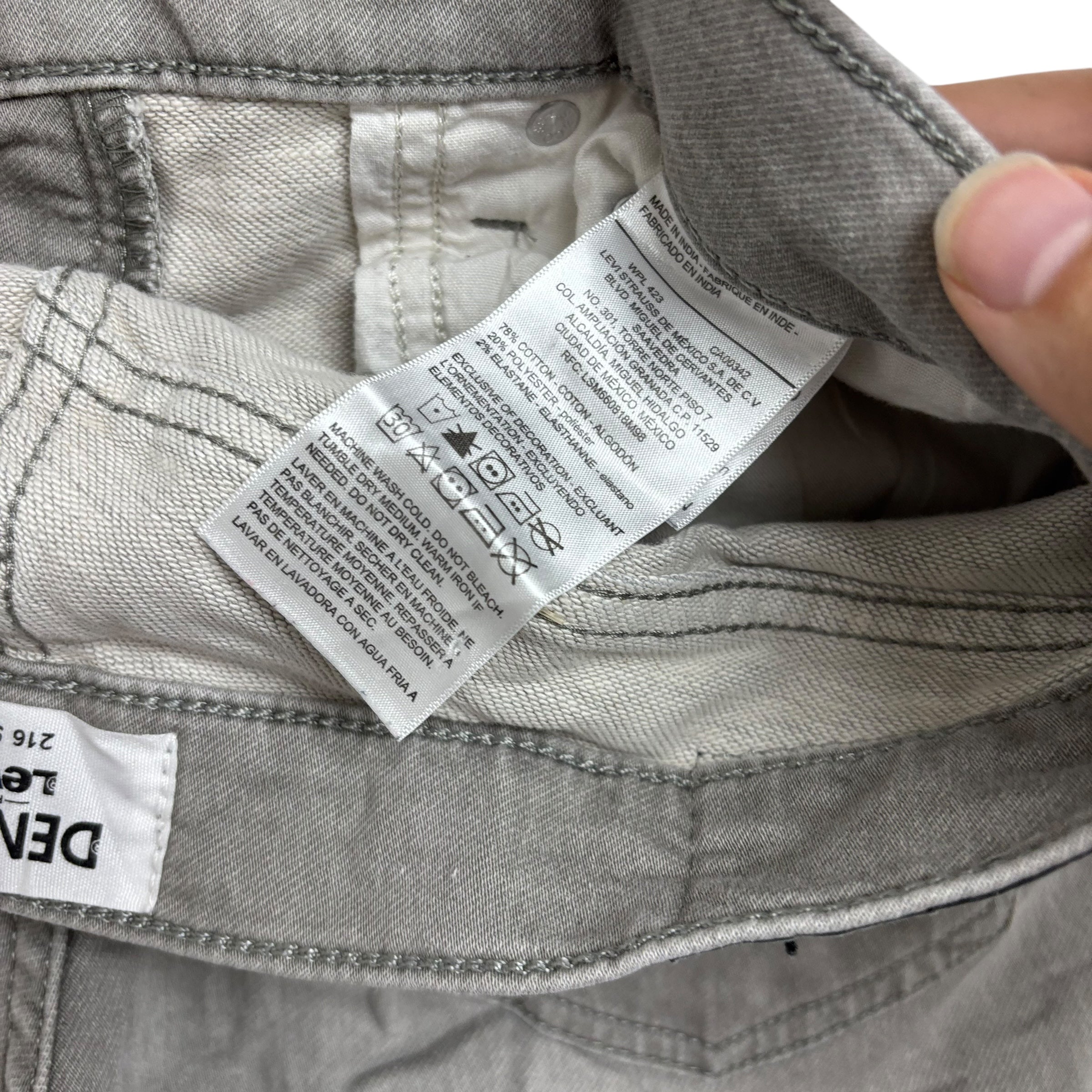 Levis Denizen Jeans W30 L32 Mens Grey Slim Fit Stretch Denim