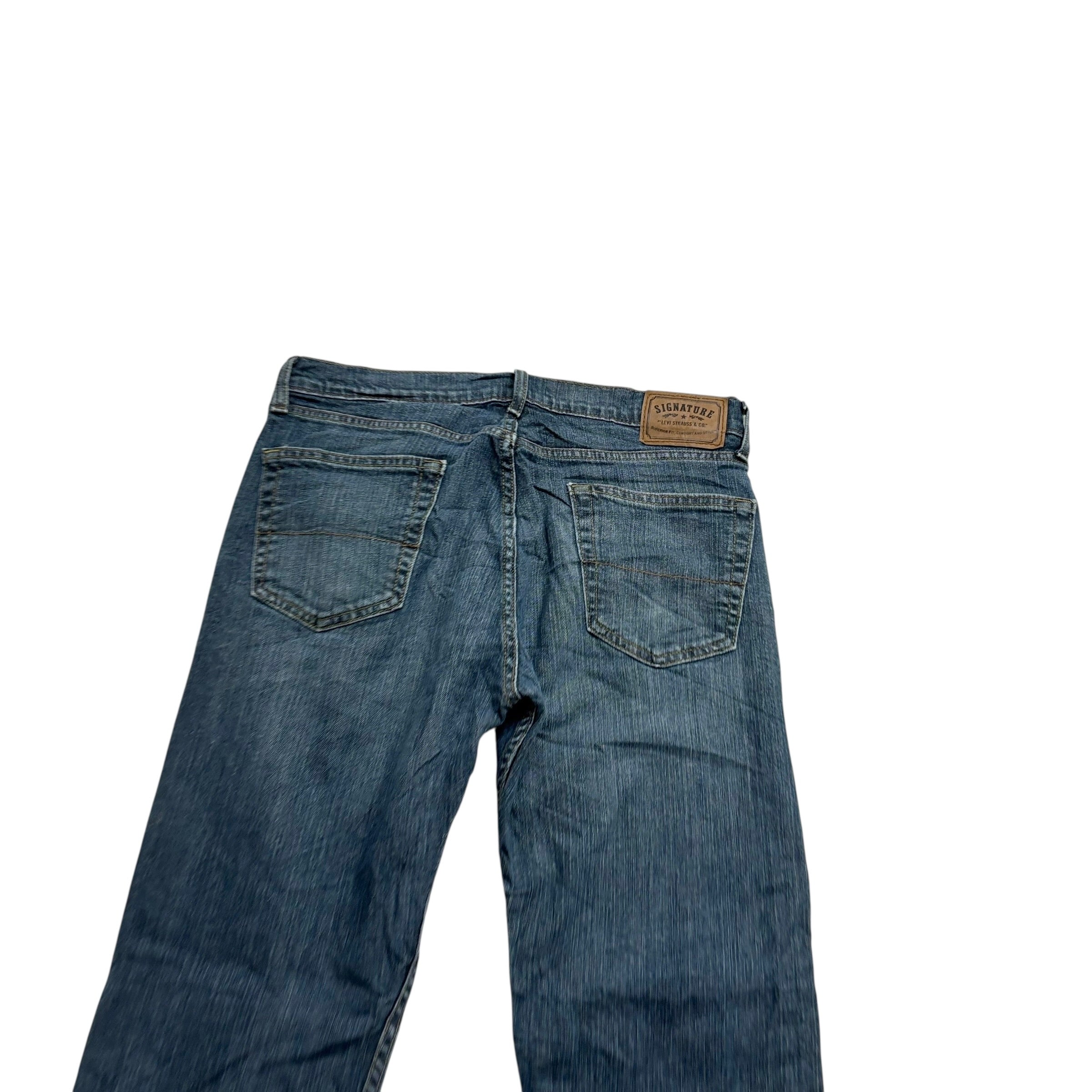 Levis Signature Jeans W34 L34 Mens Dark Blue Regular Straight Fit Stretch