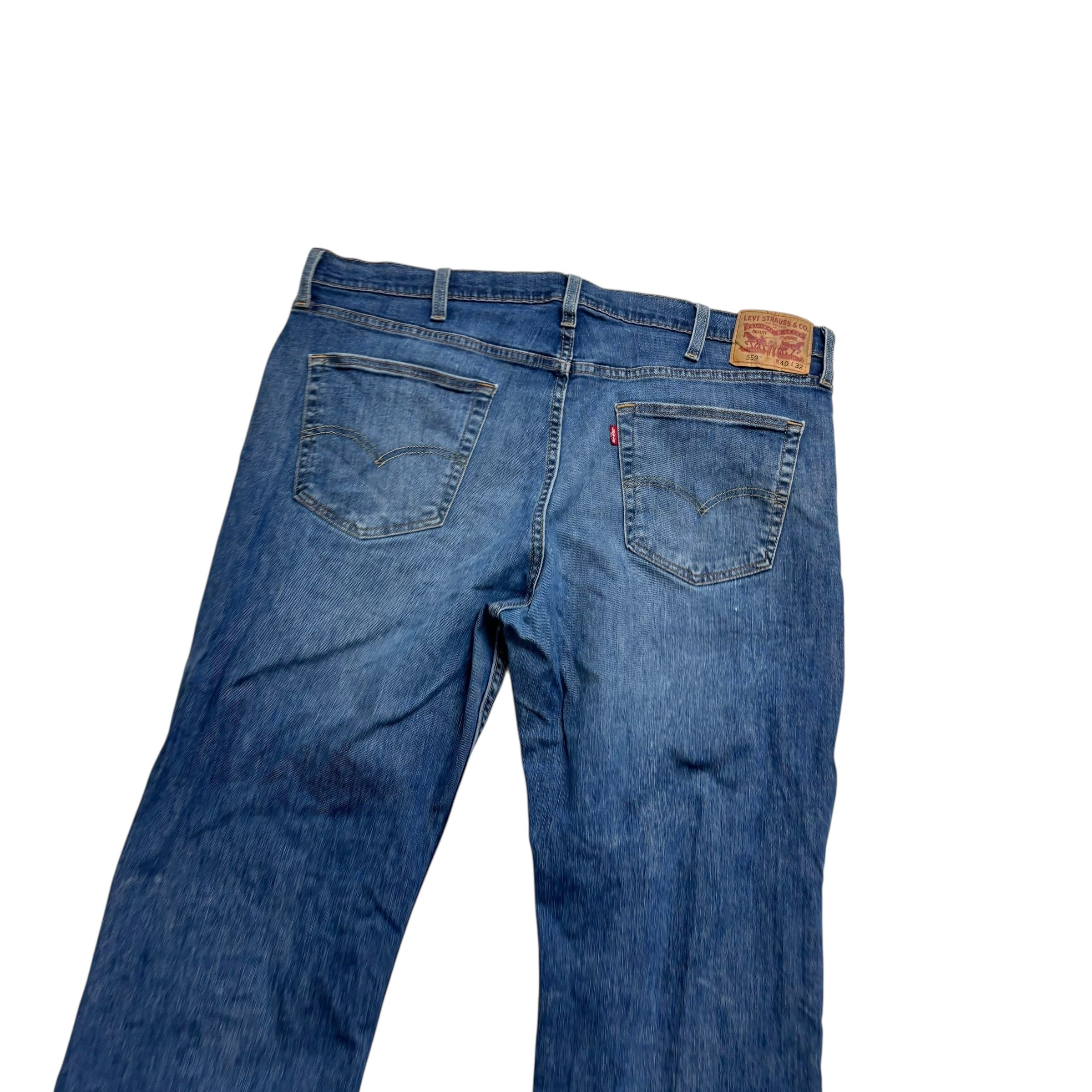 Levis 559 Jeans W40 L32 Mens Mid Blue Relaxed Straight Fit Stretch Denim