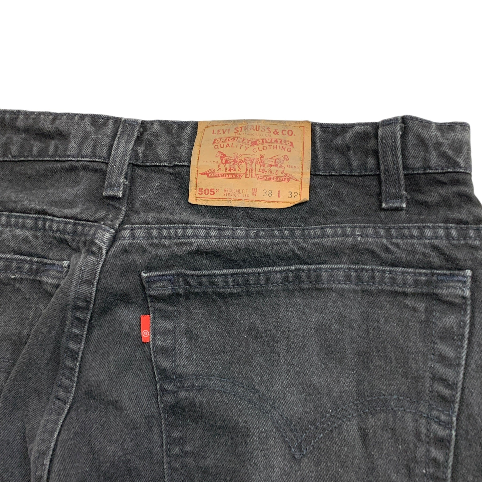 Levis 505 Jeans W36 L32 Mens Black Regular Straight Fit USA Made Vintage Denim