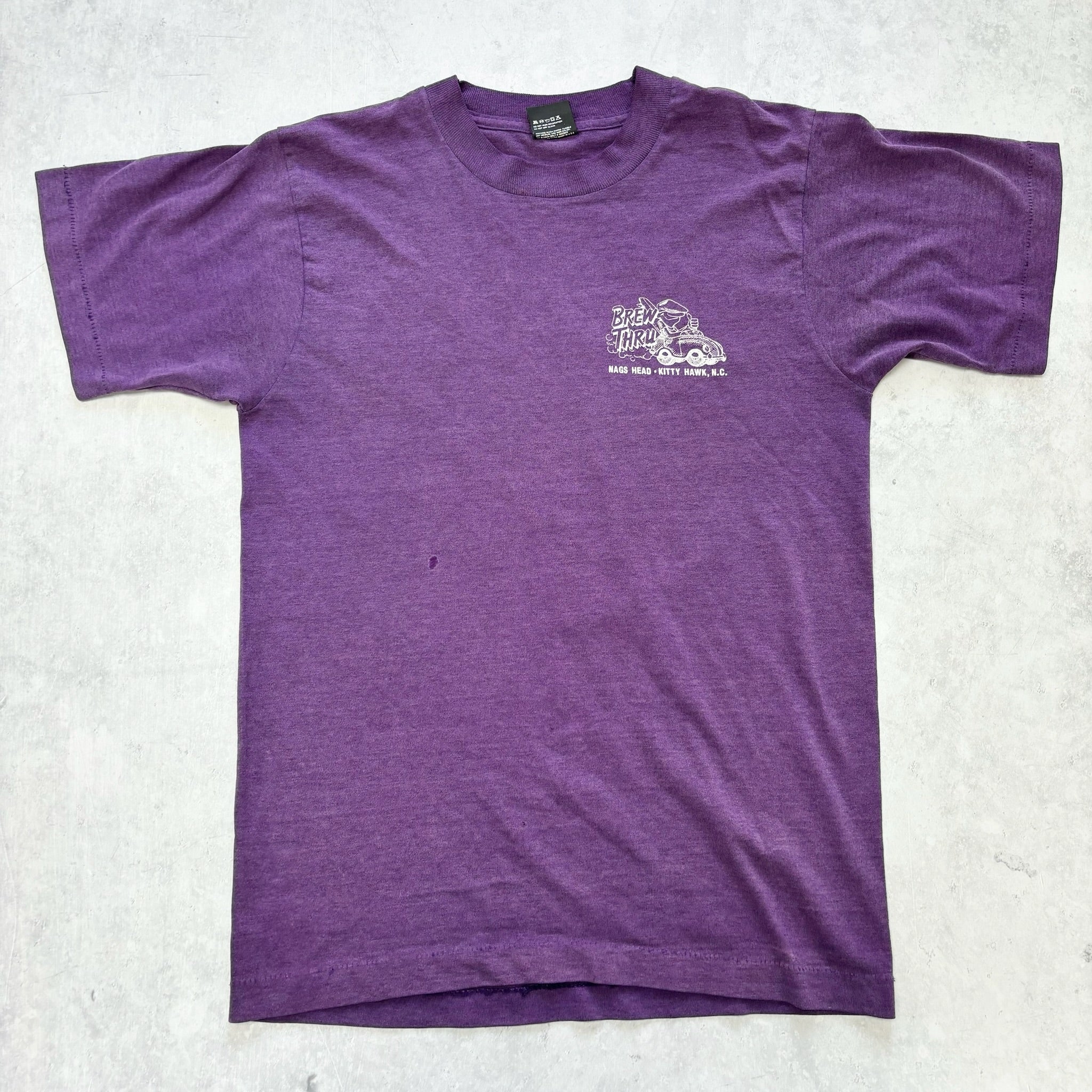 Vintage T Shirt Mens Small Purple Single Stitch Graphic Print 90s USA Beer