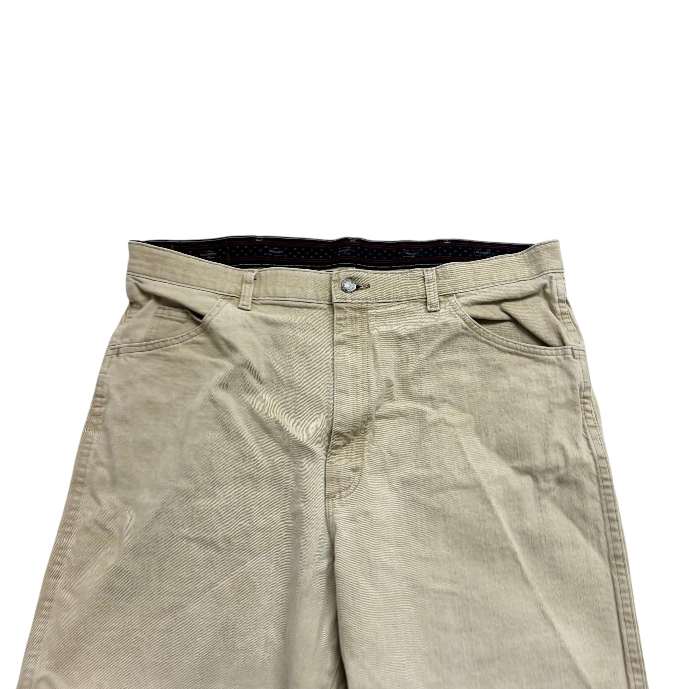 Wrangler Jorts W38 Mens Denim Shorts Beige Regular Fit Stretch (E)