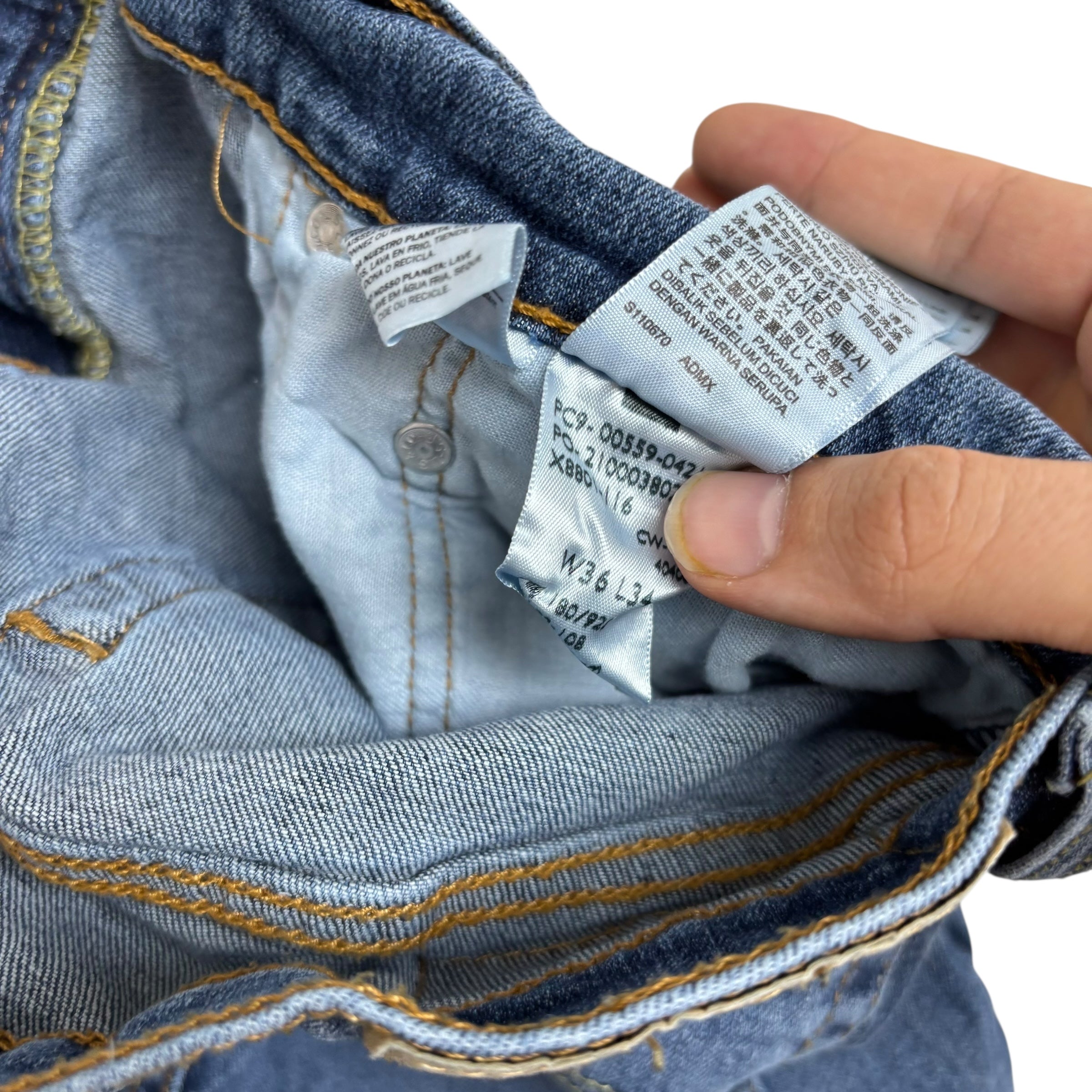 Levis 559 Jeans W36 L34 Mens Mid Blue Regular Straight Fit Stretch Denim