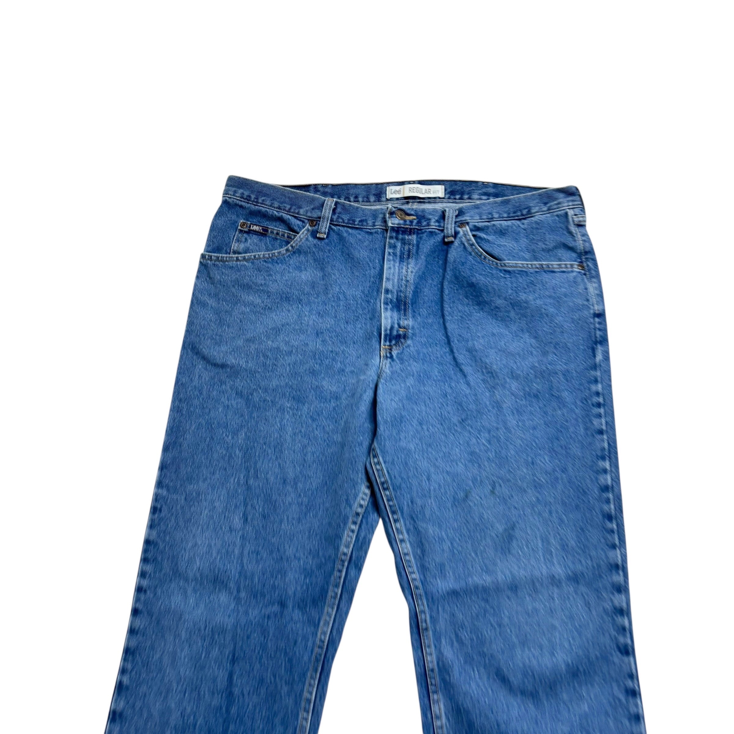 Lee Jeans W42 L30 Mens Regular Straight Fit Mid Blue Vintage Denim