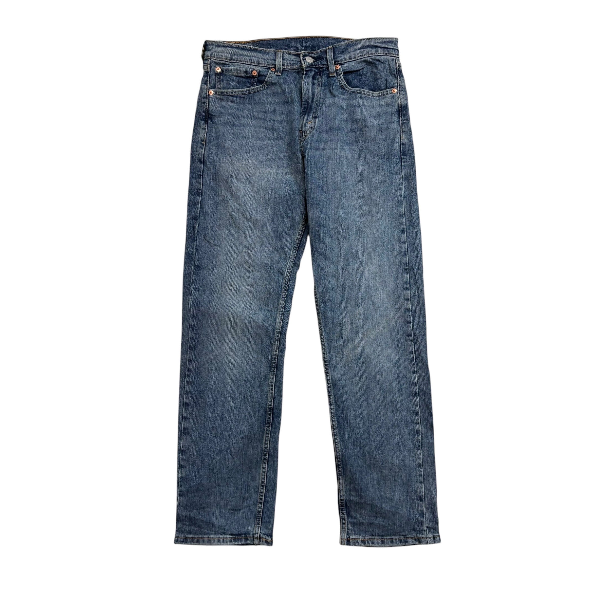 Levis 505 Jeans W32 L30 Mens Mid Blue Regular Straight Fit Stretch Denim (E)