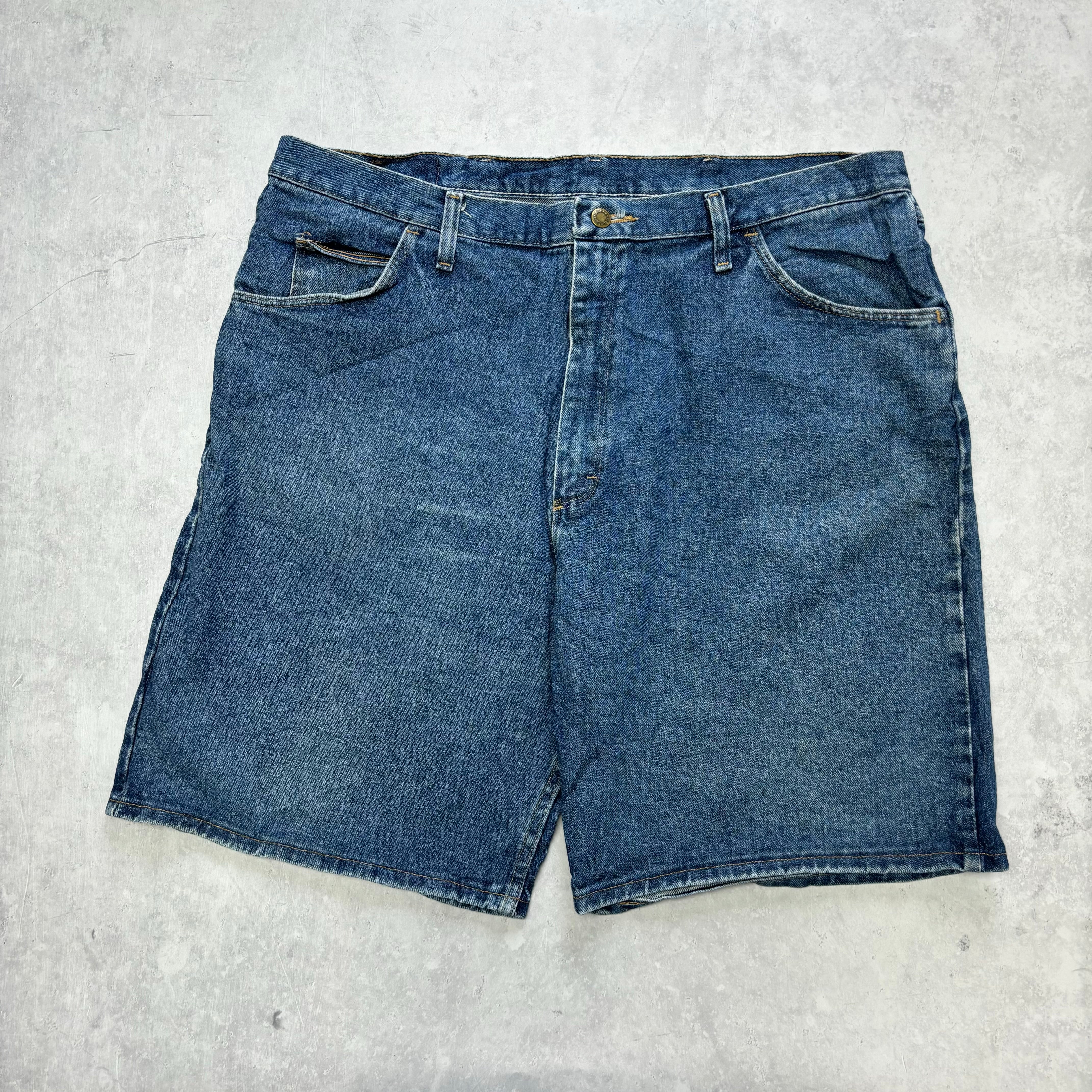 Vintage Wrangler Jorts W40 Mens Denim Shorts Mid Blue Baggy Relaxed Fit