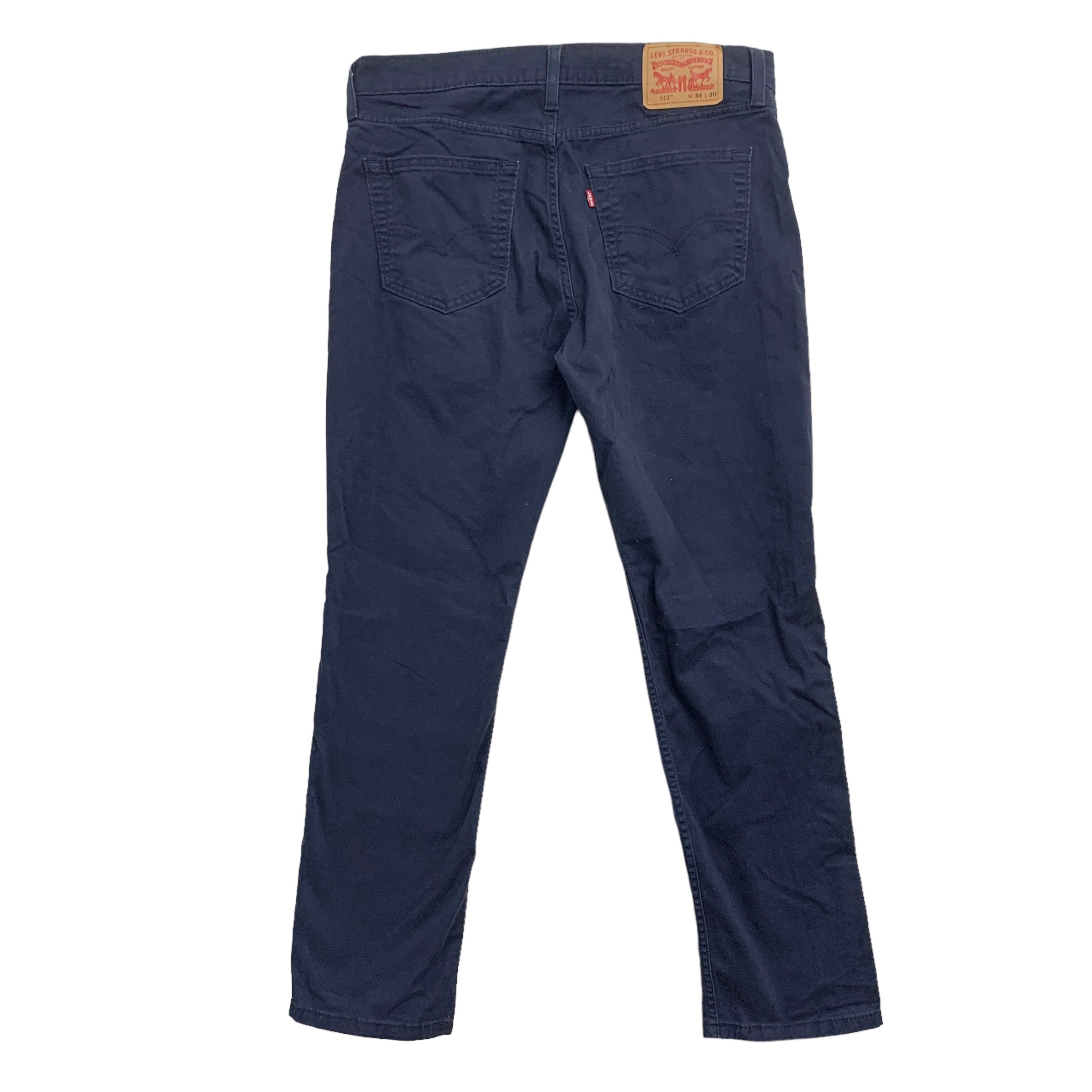 Levis 511 Trousers W34 L30 Mens Navy Blue Slim Fit Stretch Cotton Pants