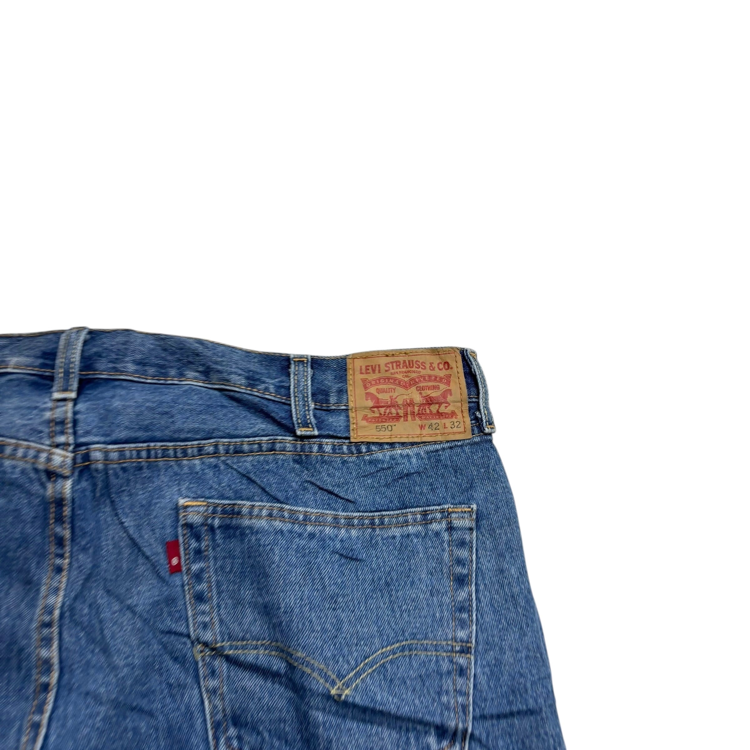 Levis 550 Jeans W42 L32 Mens Mid Blue Baggy Relaxed Straight Fit Denim