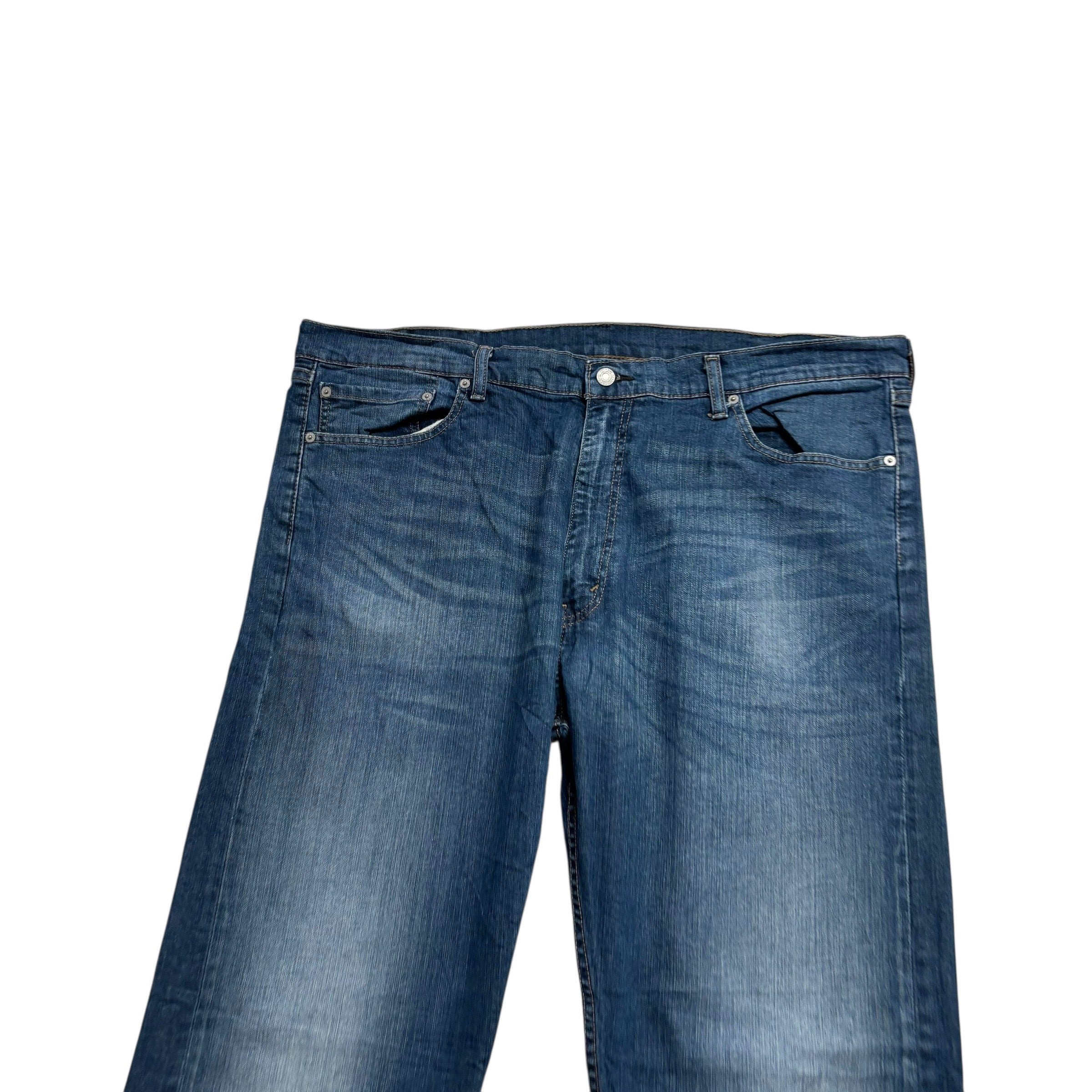 Levis 505 Jeans W42 L30 Mens Dark Blue Regular Straight Fit Stretch Denim (E)