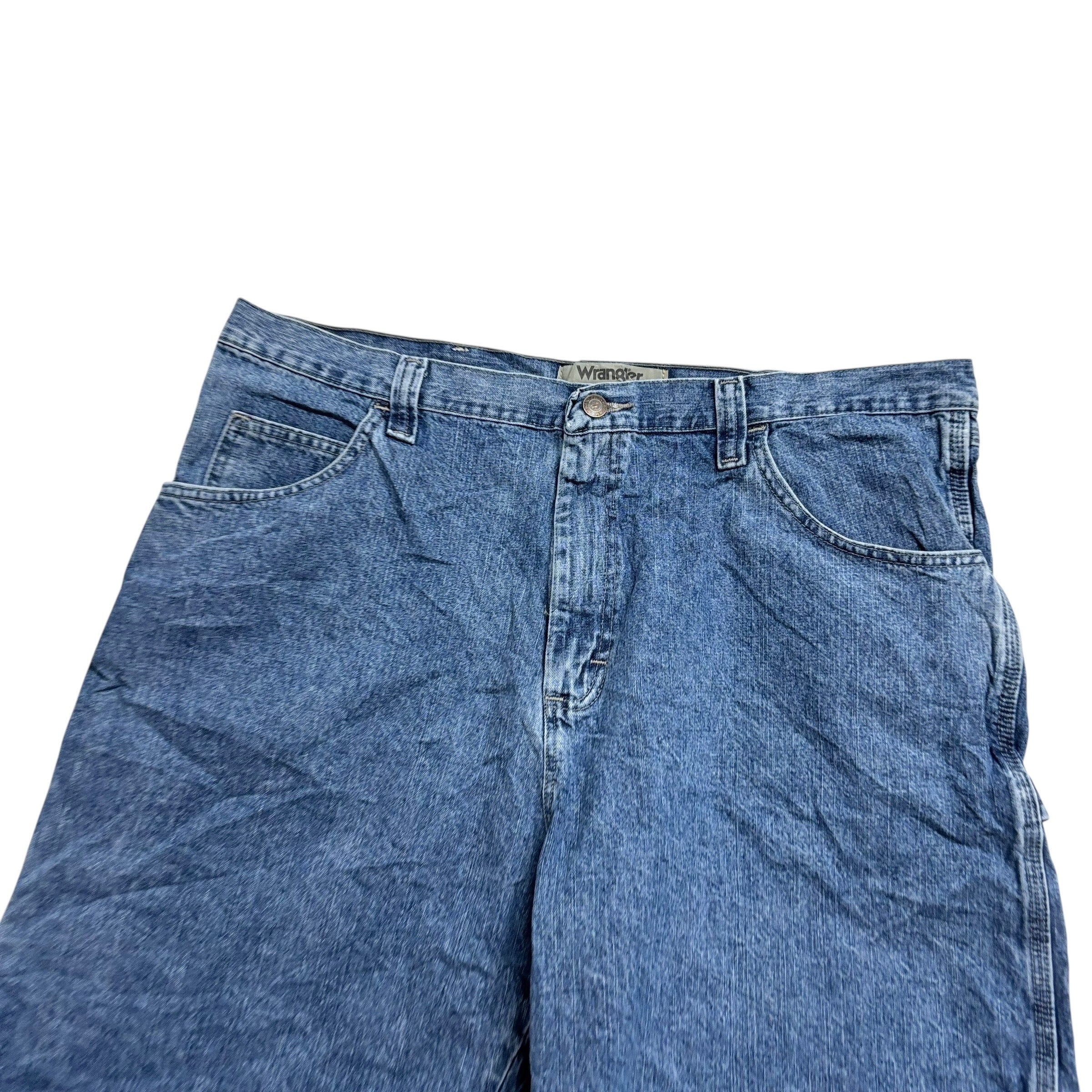 Wrangler Baggy Jorts W40 Mens Mid Blue Denim Shorts Relaxed Fit Carpenter (F)
