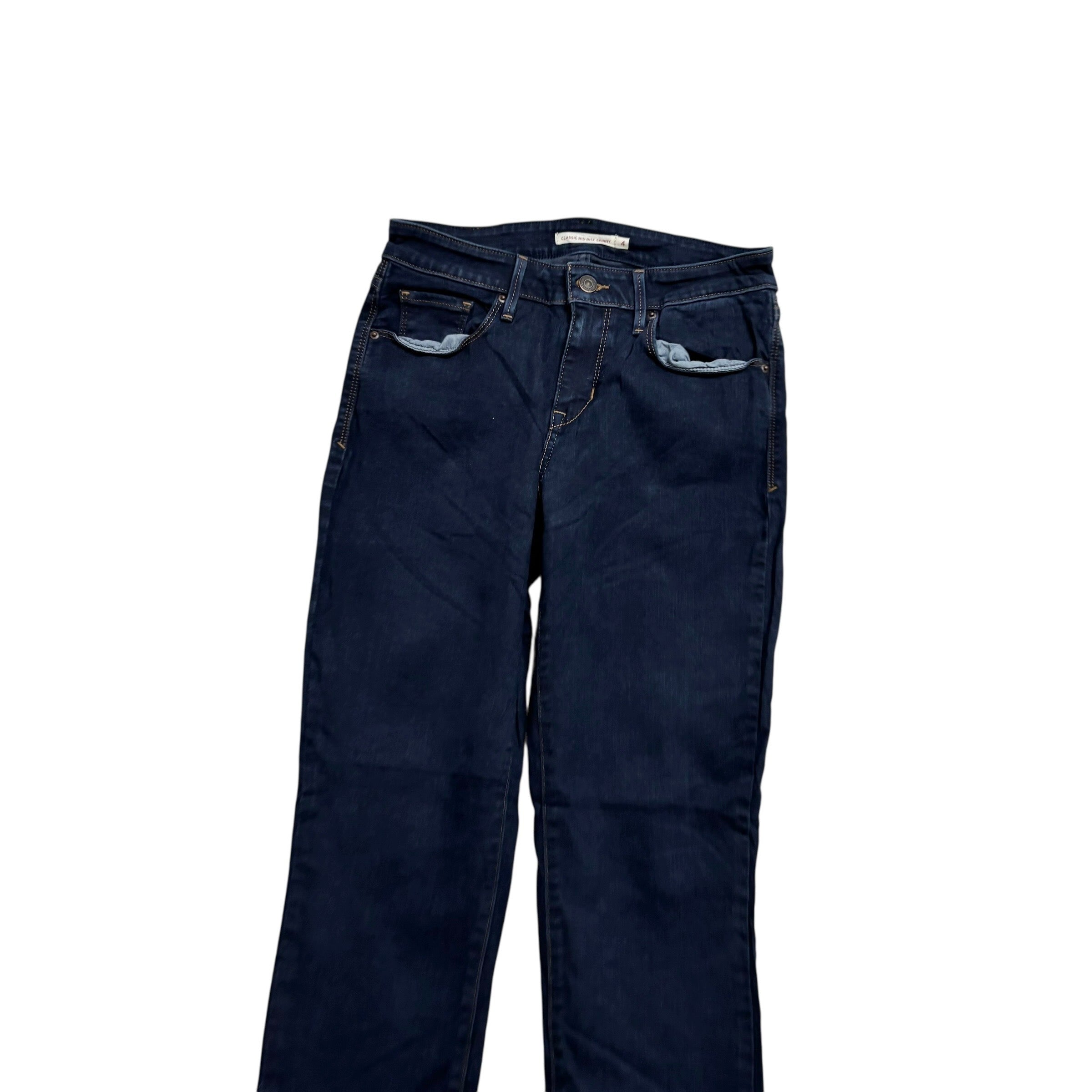 Levis Jeans W27 L28 Womens Classic Mid Rise Skinny Dark Blue Stretch Denim (E)