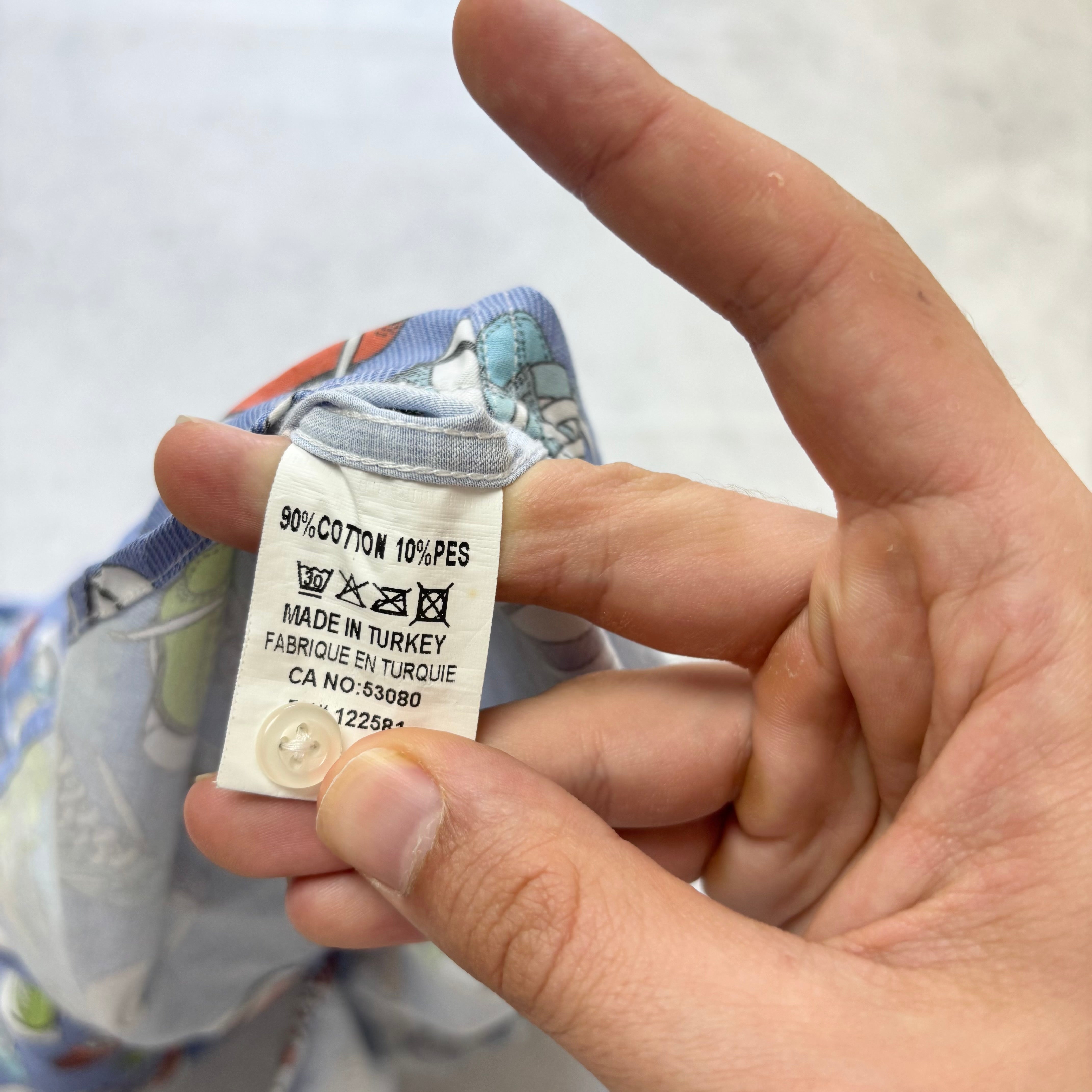 Mens Shirt Medium Blue Regular Fit Short Sleeve Cotton Blend (E)