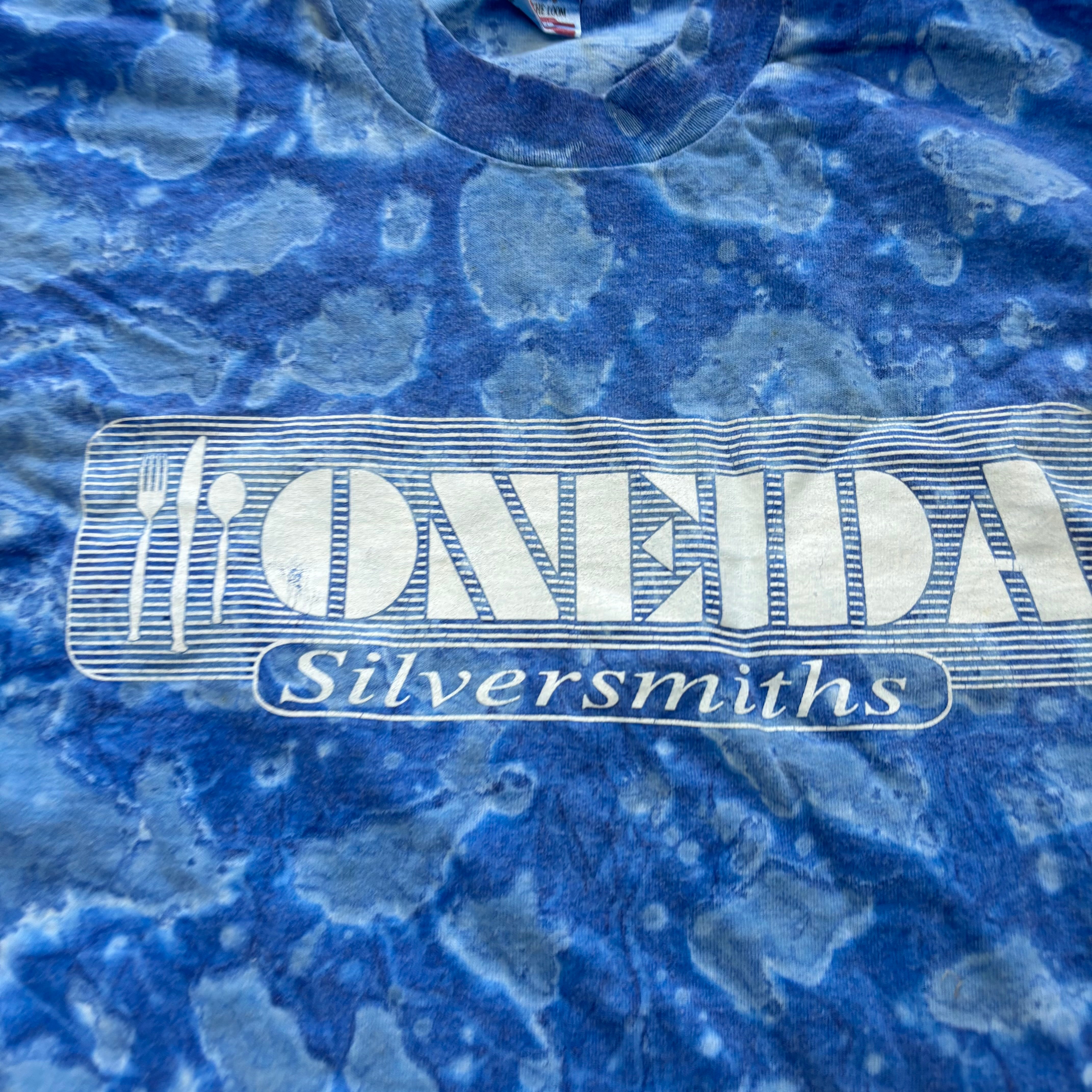 Vintage T Shirt Mens Large Blue Single Stitch Graphic Print 90s USA (E)